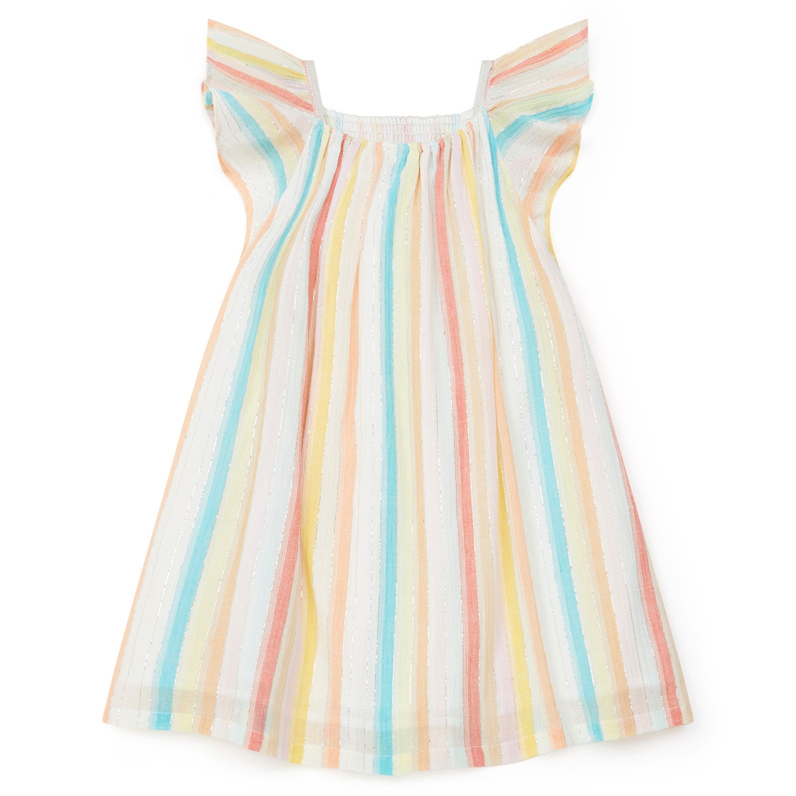 Girls Multicolor Stripe Cotton Dress