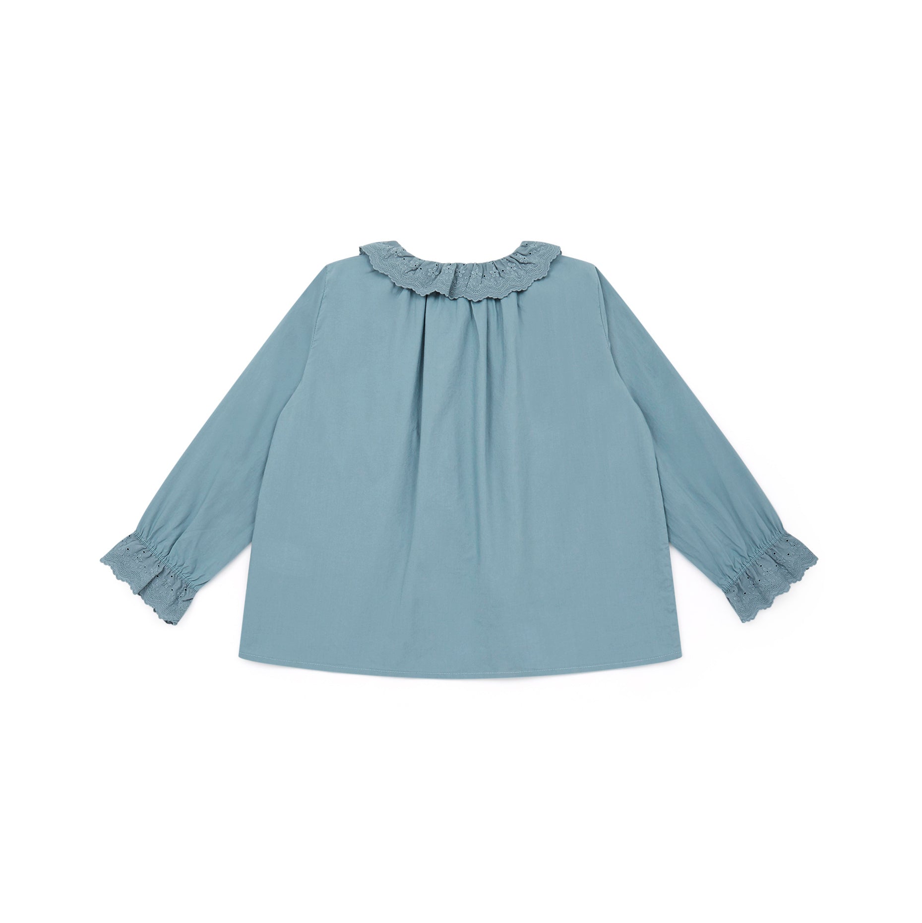 Girls Blue Ruffled Cotton Shirt