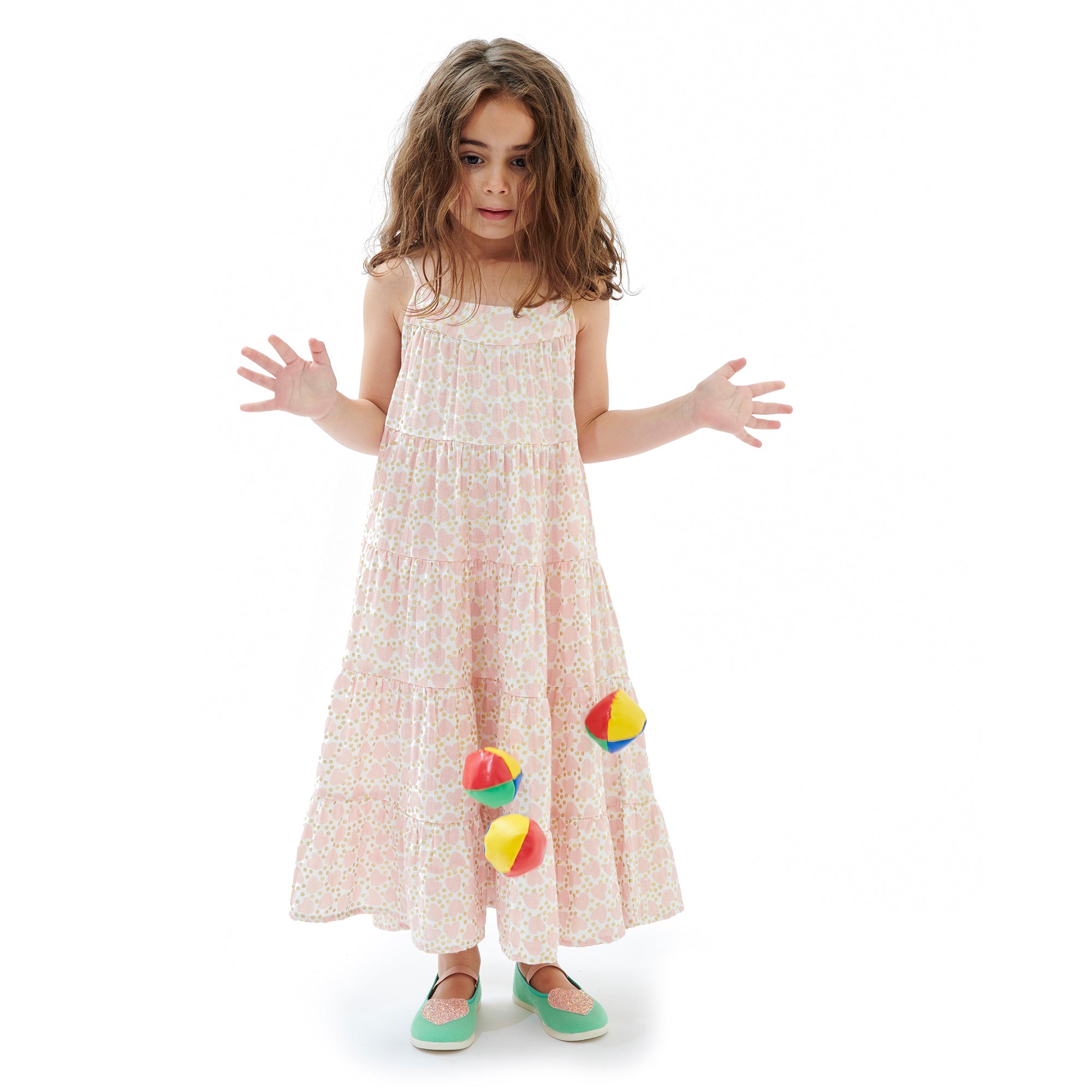 Girls Pink Heart Cotton Dress