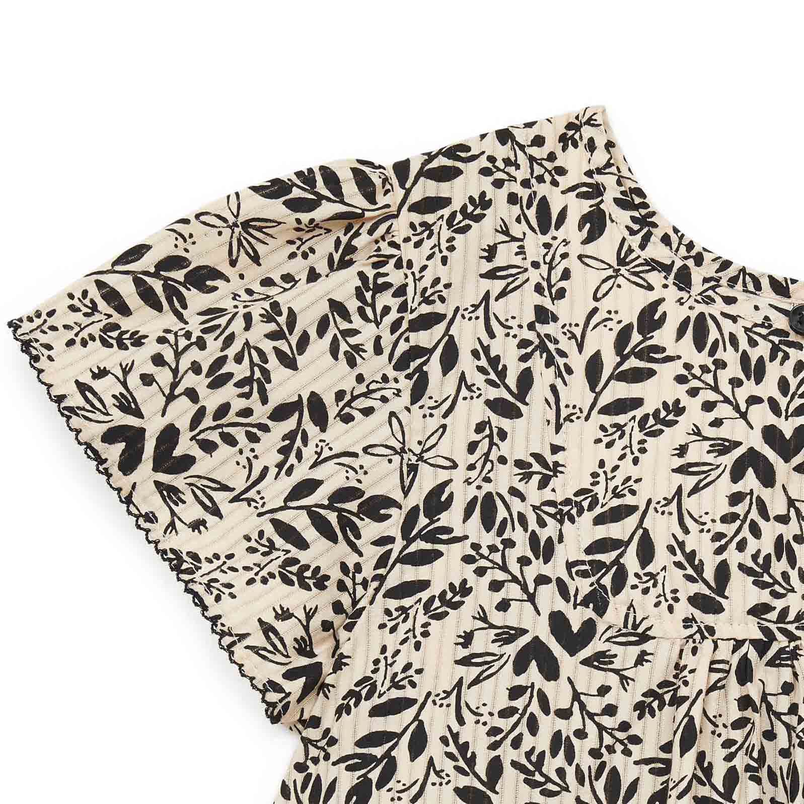 Girls Beige Floral Cotton Top