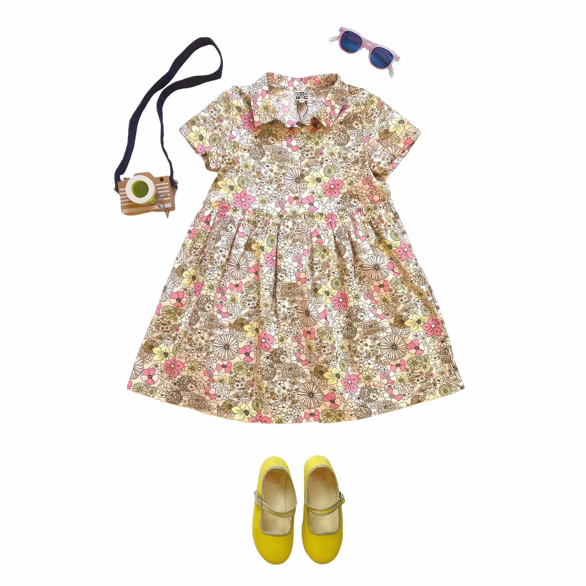 Girls Pink Floral Cotton Dress
