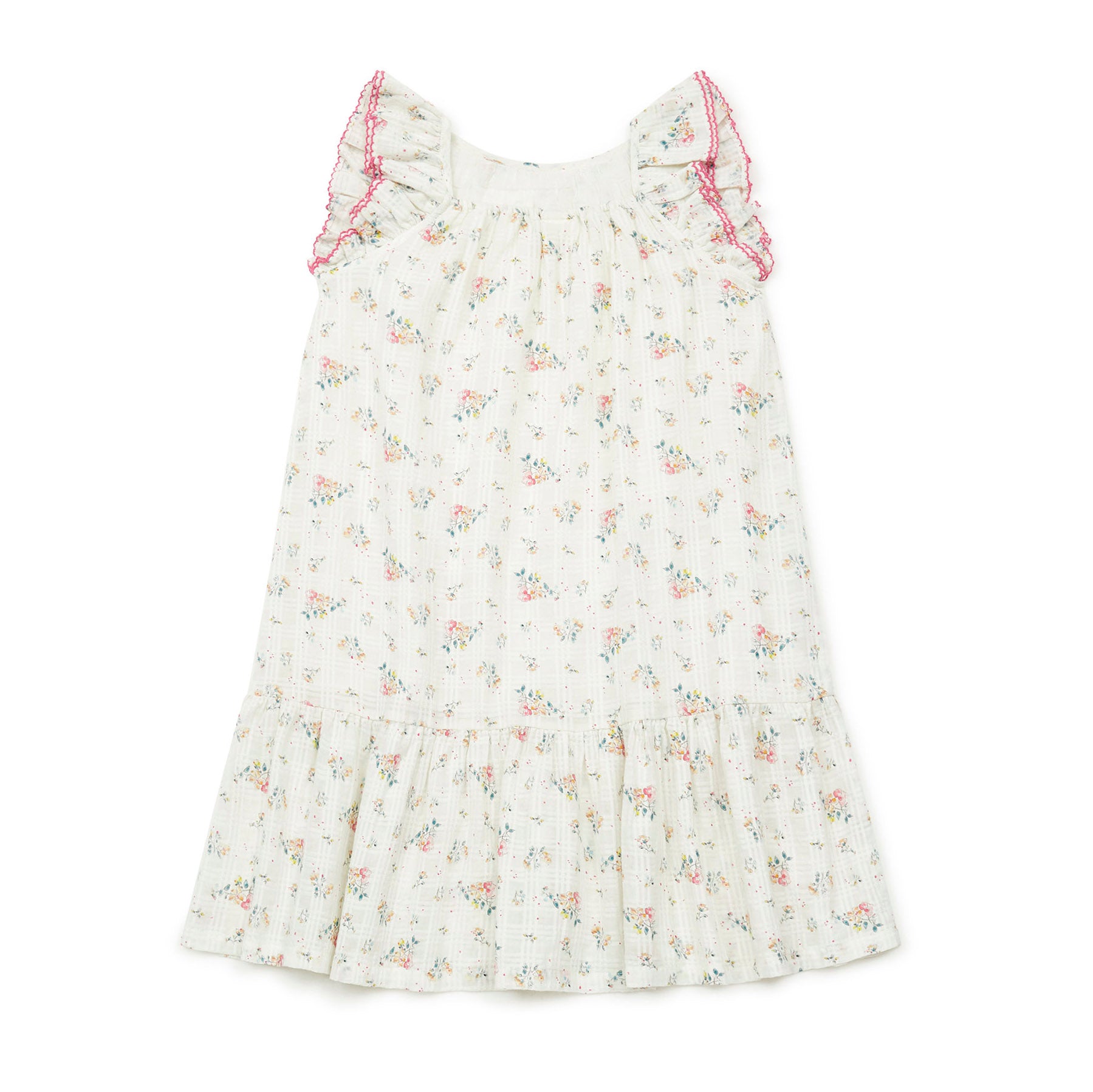 Girls White Floral Cotton Dress