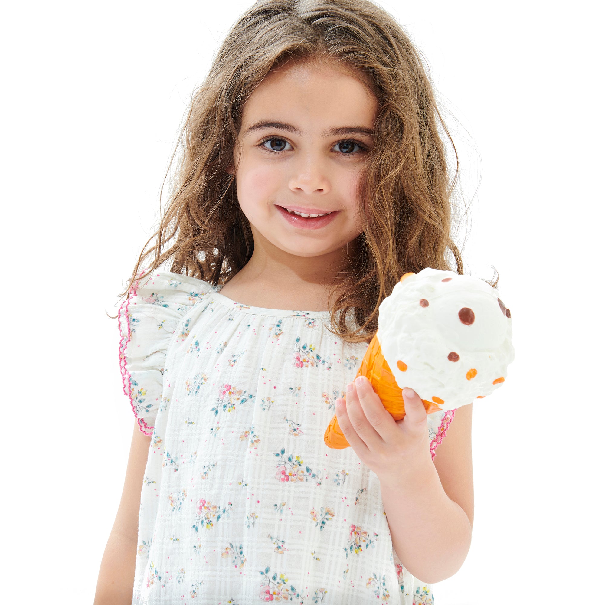 Girls White Floral Cotton Dress