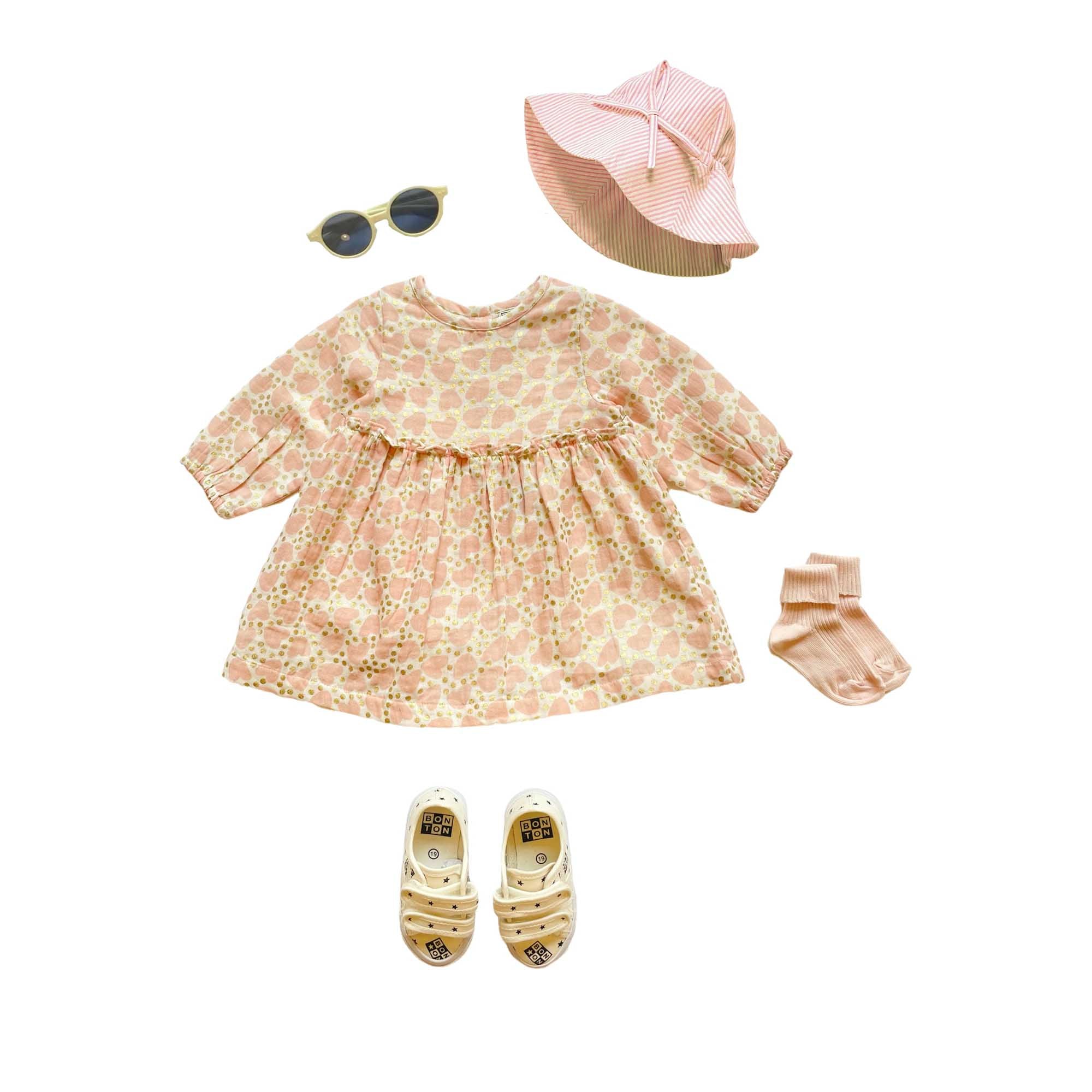 Baby Girls Pink Heart Cotton Dress