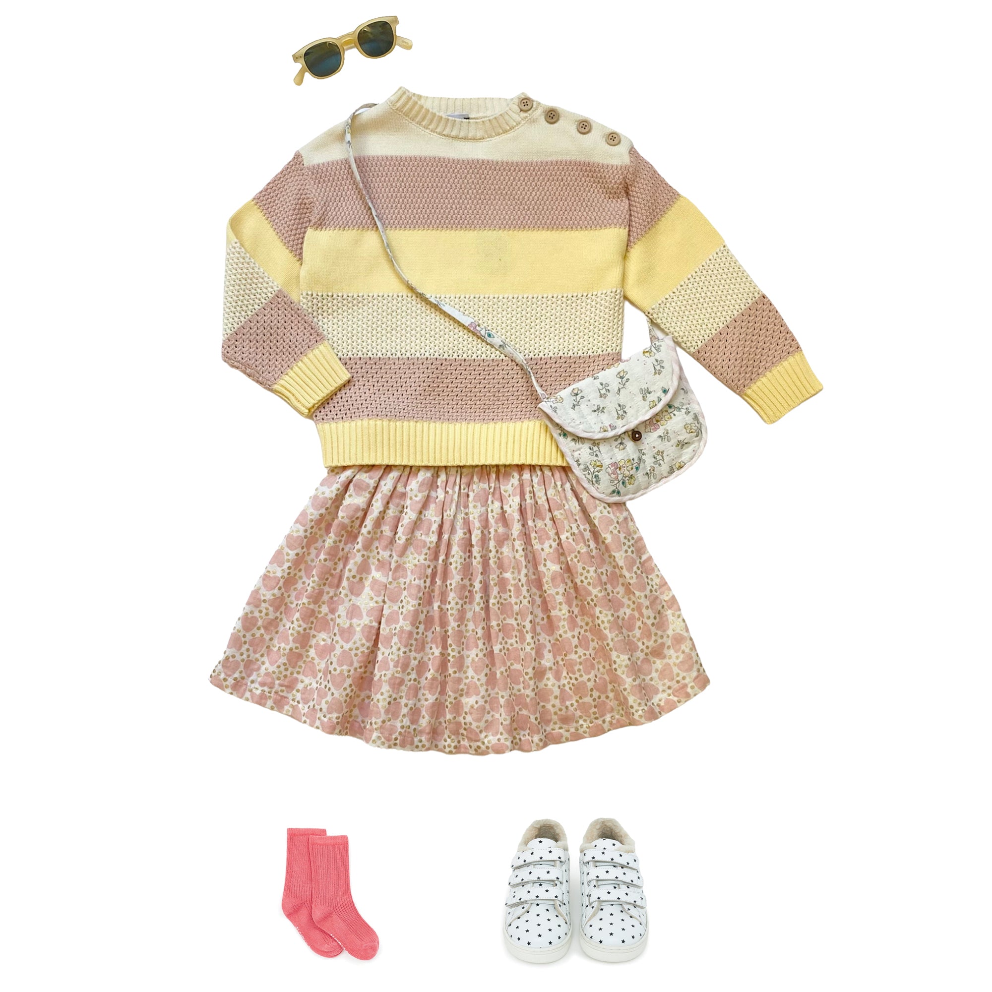 Girls Pink Heart Cotton Skirt