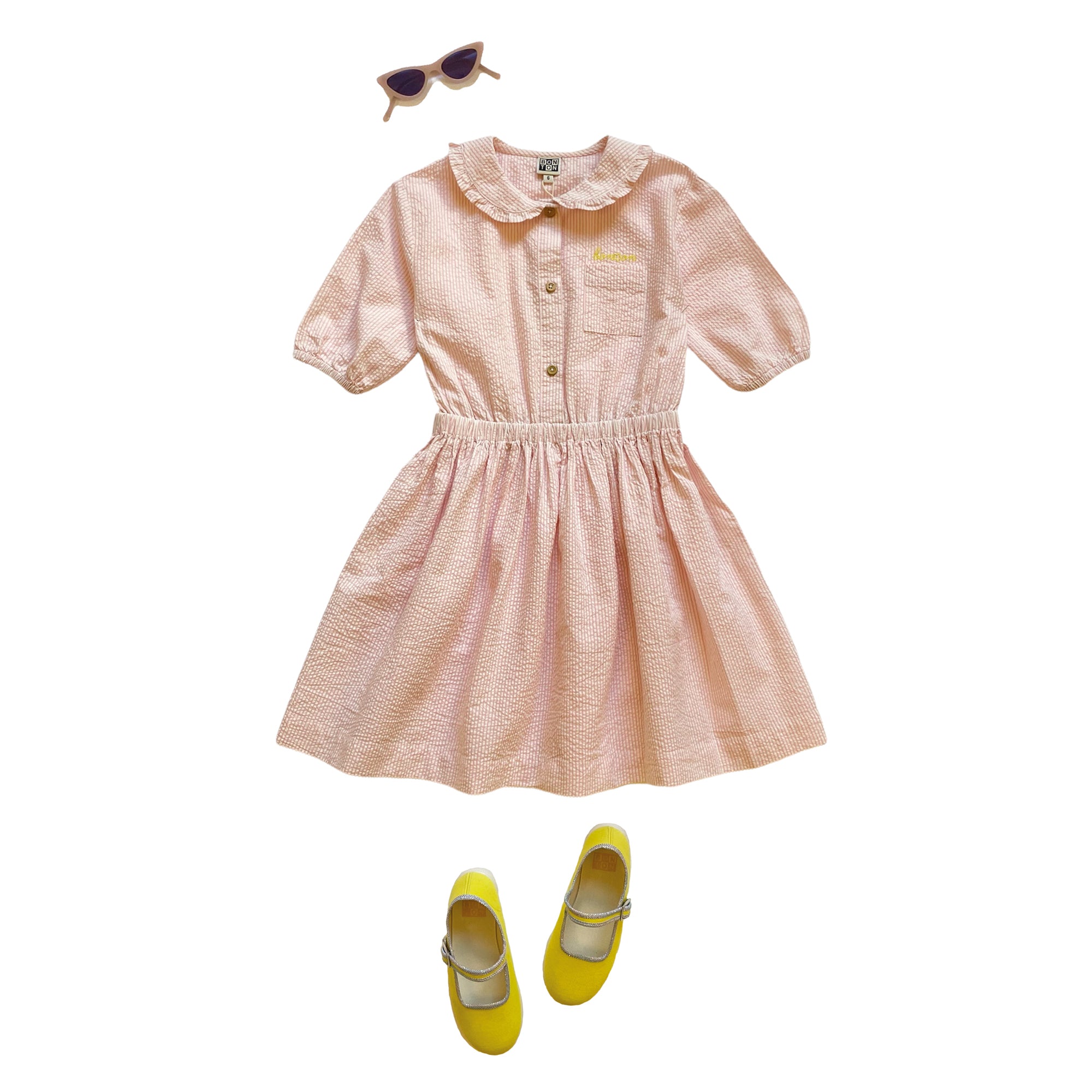 Girls Pink Stripes Cotton Dress