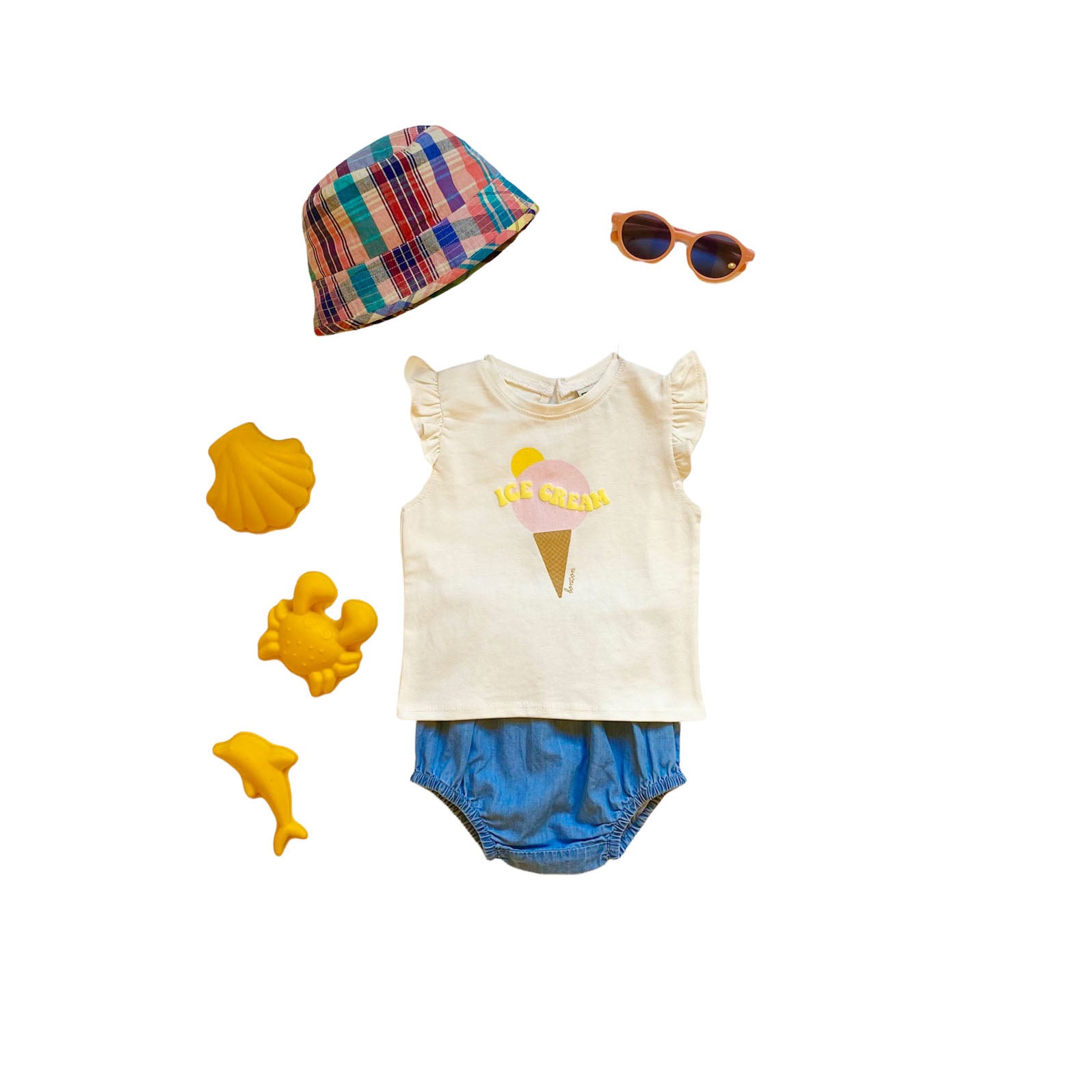 Baby Girls White Printed Cotton T-Shirt