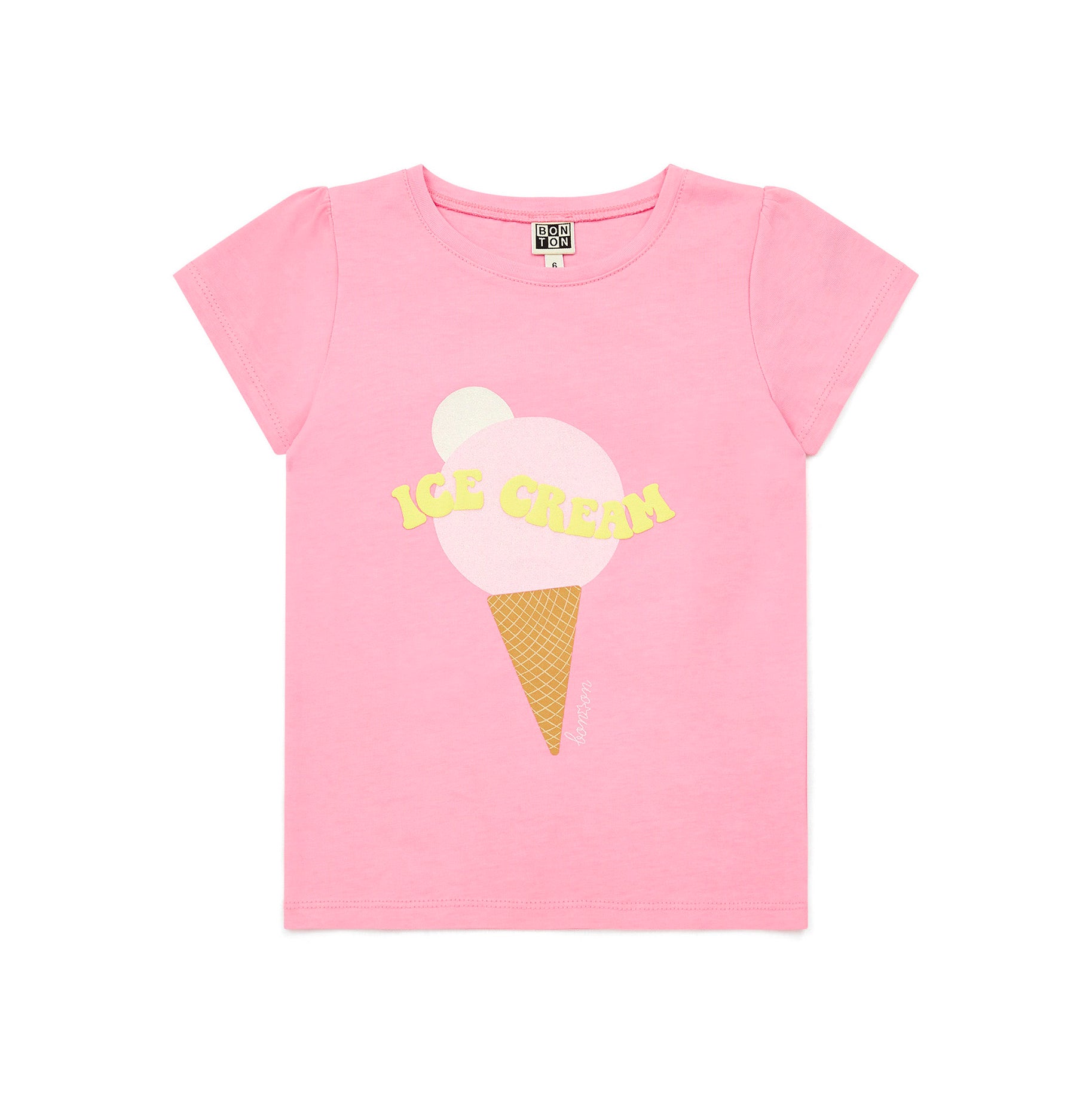 Girls Pink Printed Cotton T-Shirt