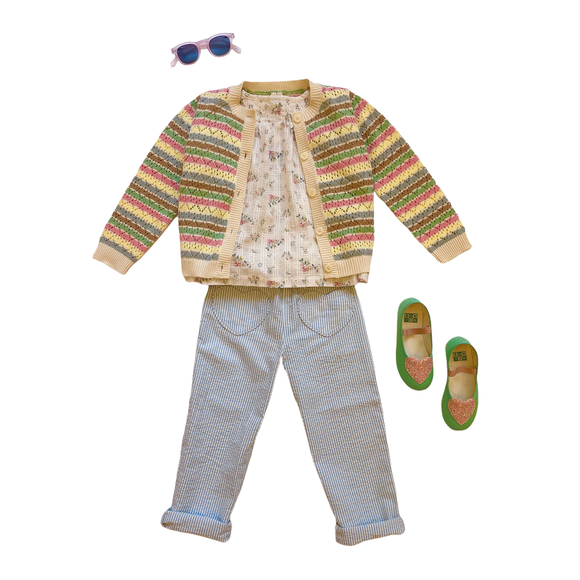 Girls Multicolor Cotton Cardigan