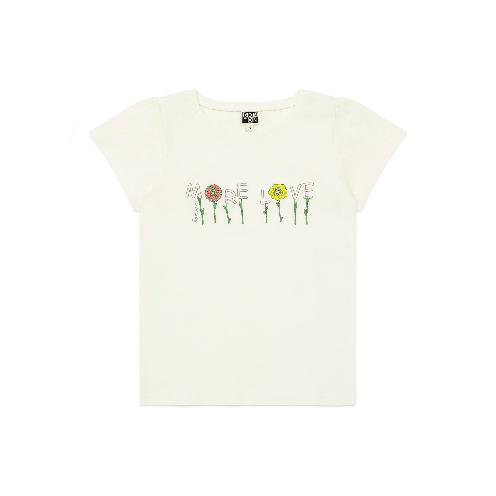 Girls White Printed Cotton T-Shirt