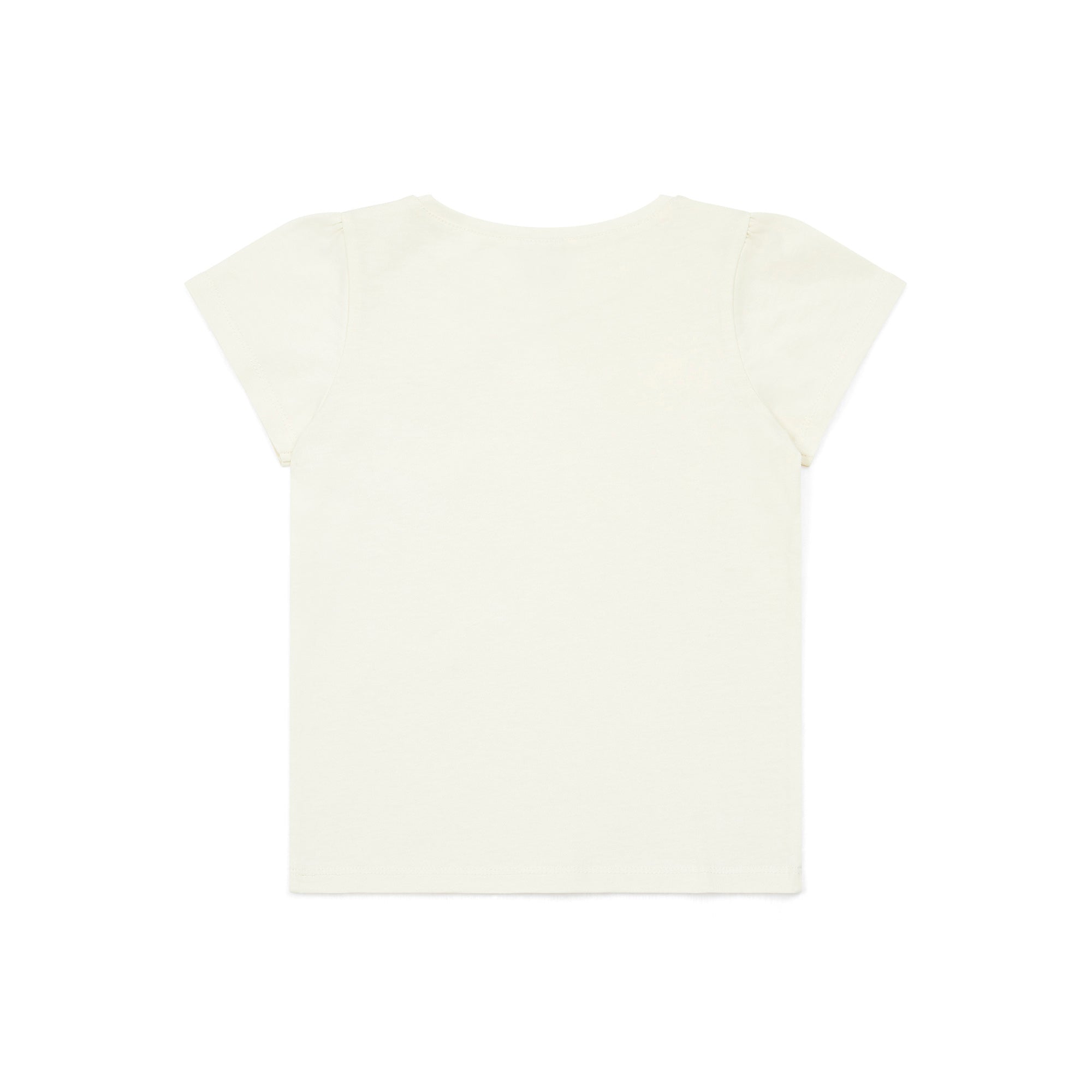 Girls White Printed Cotton T-Shirt