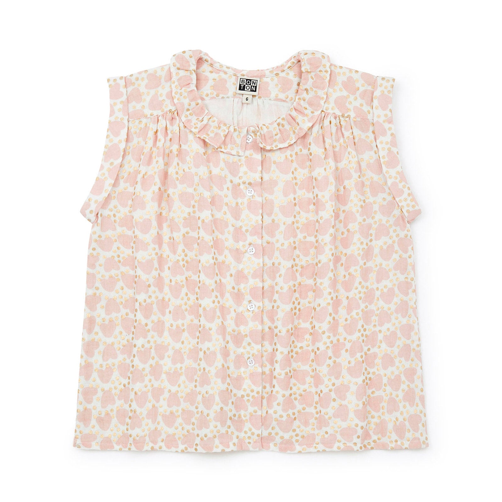 Girls Pink Heart Cotton Top