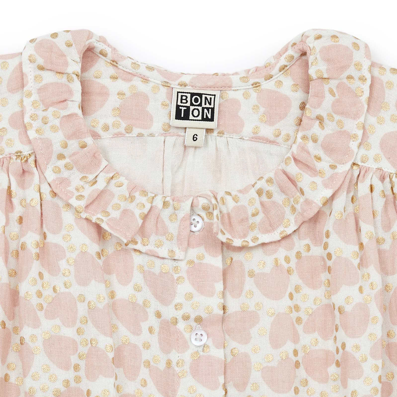 Girls Pink Heart Cotton Top