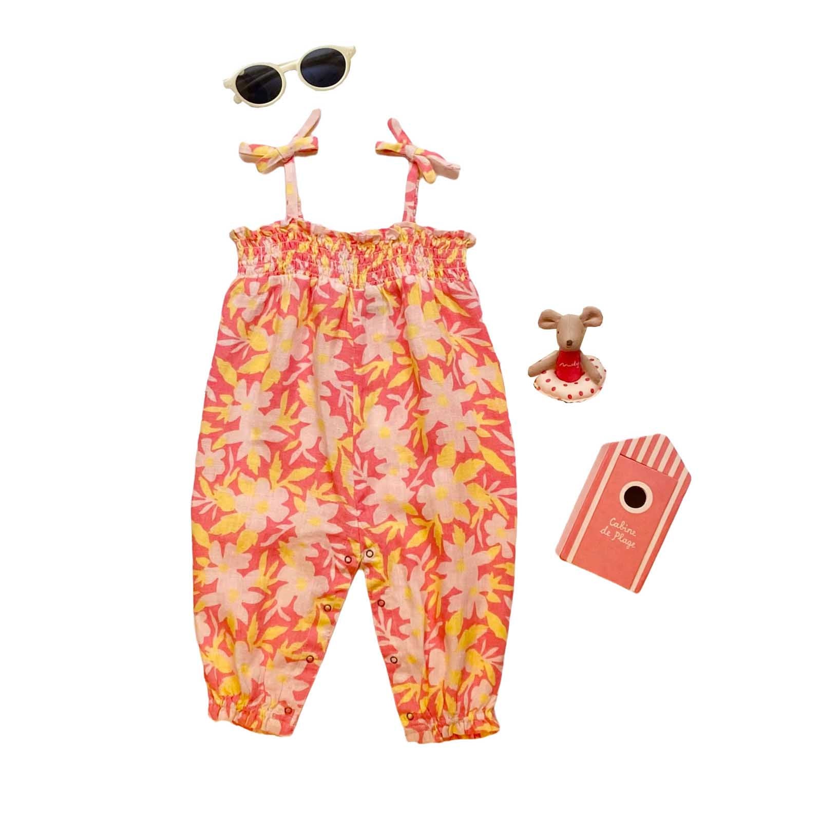 Baby Girls Pink Flower Jumpsuit