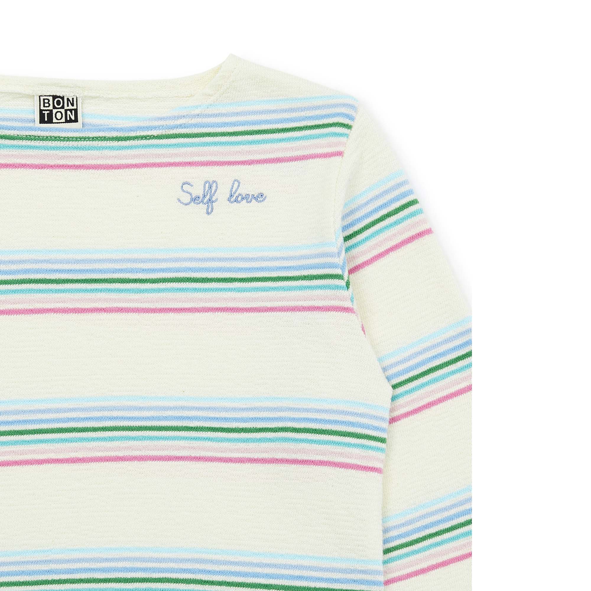 Girls Multicolor Stripes Cotton T-Shirt