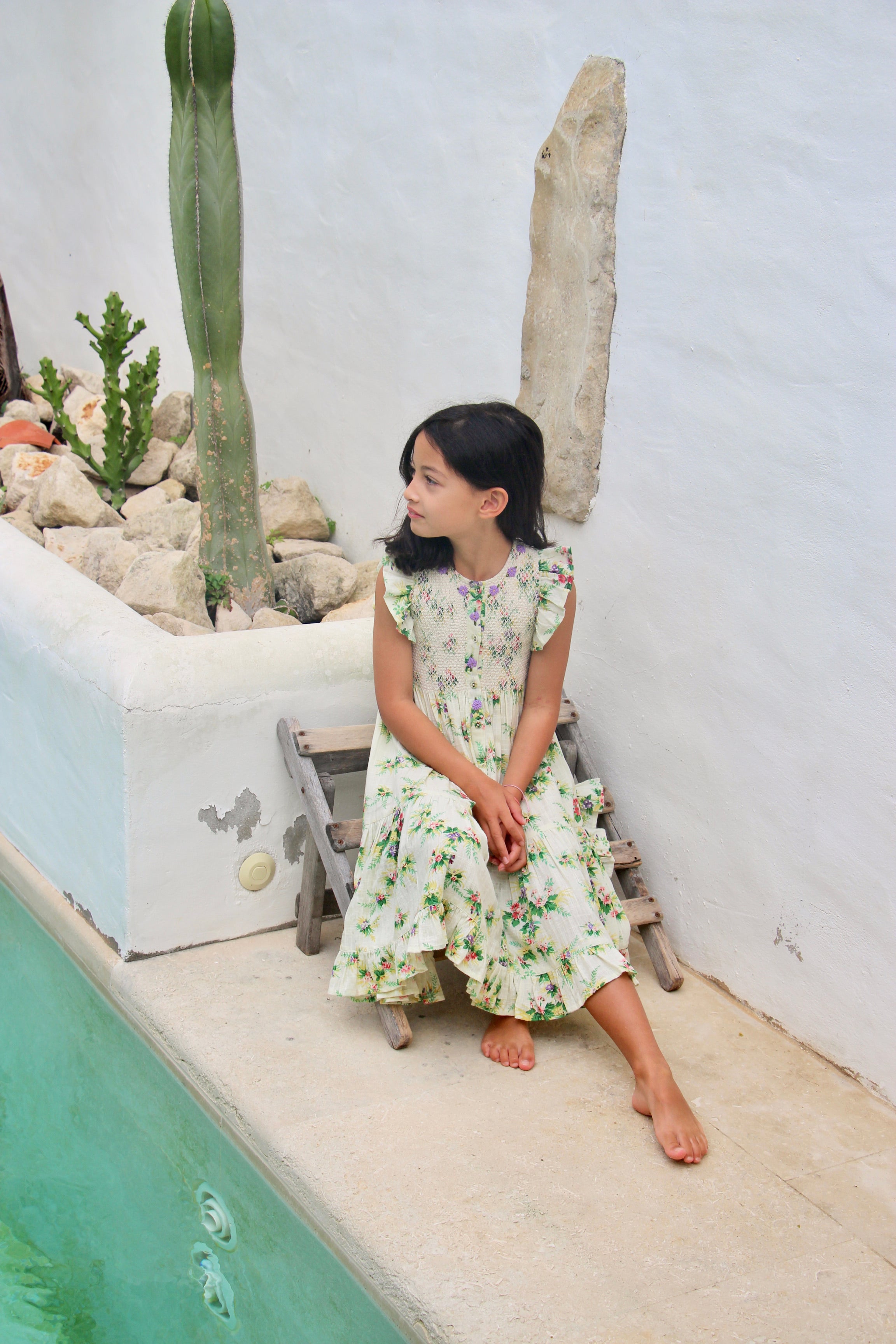 Girls White Floral Dress
