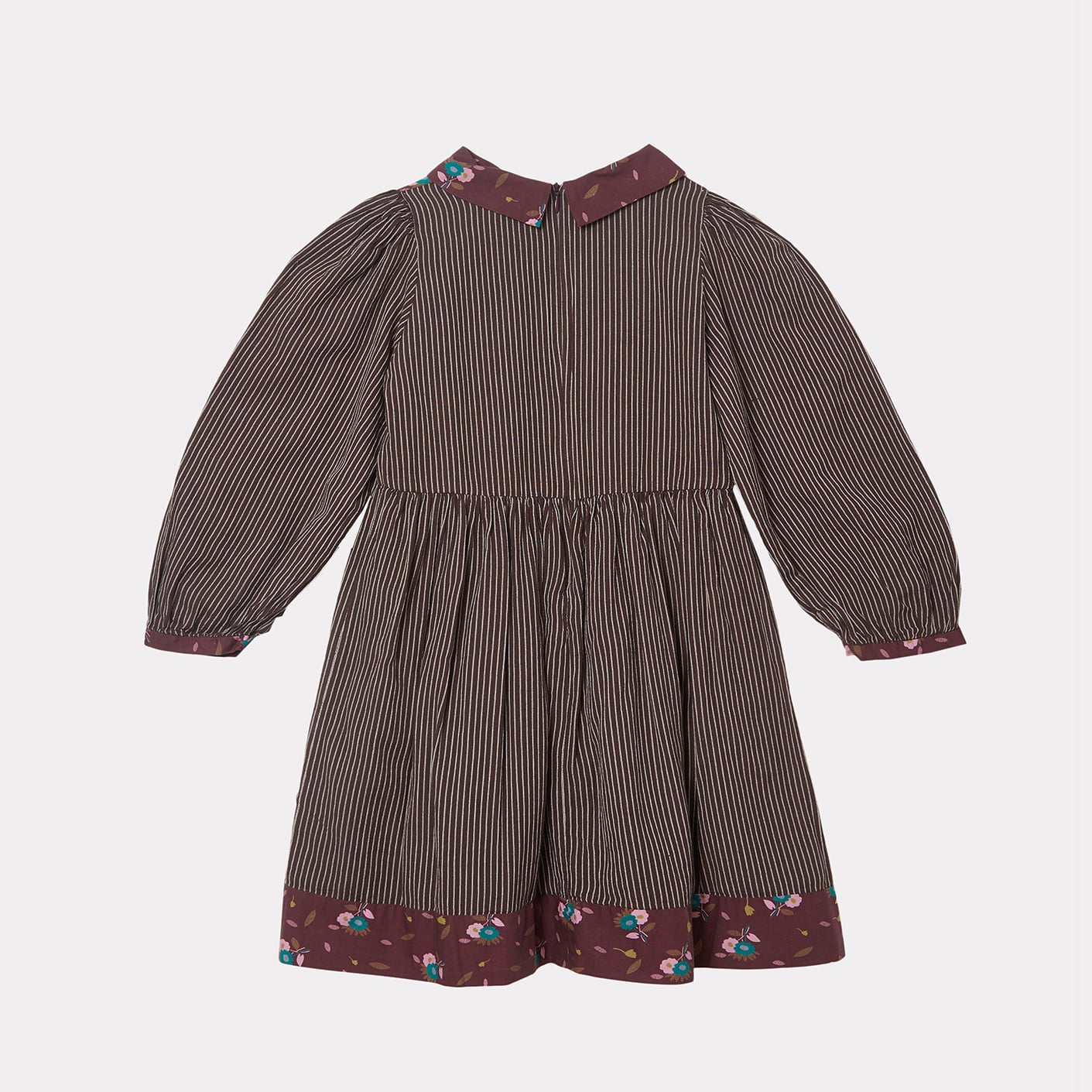 Girls Brown Stripes Cotton Dress