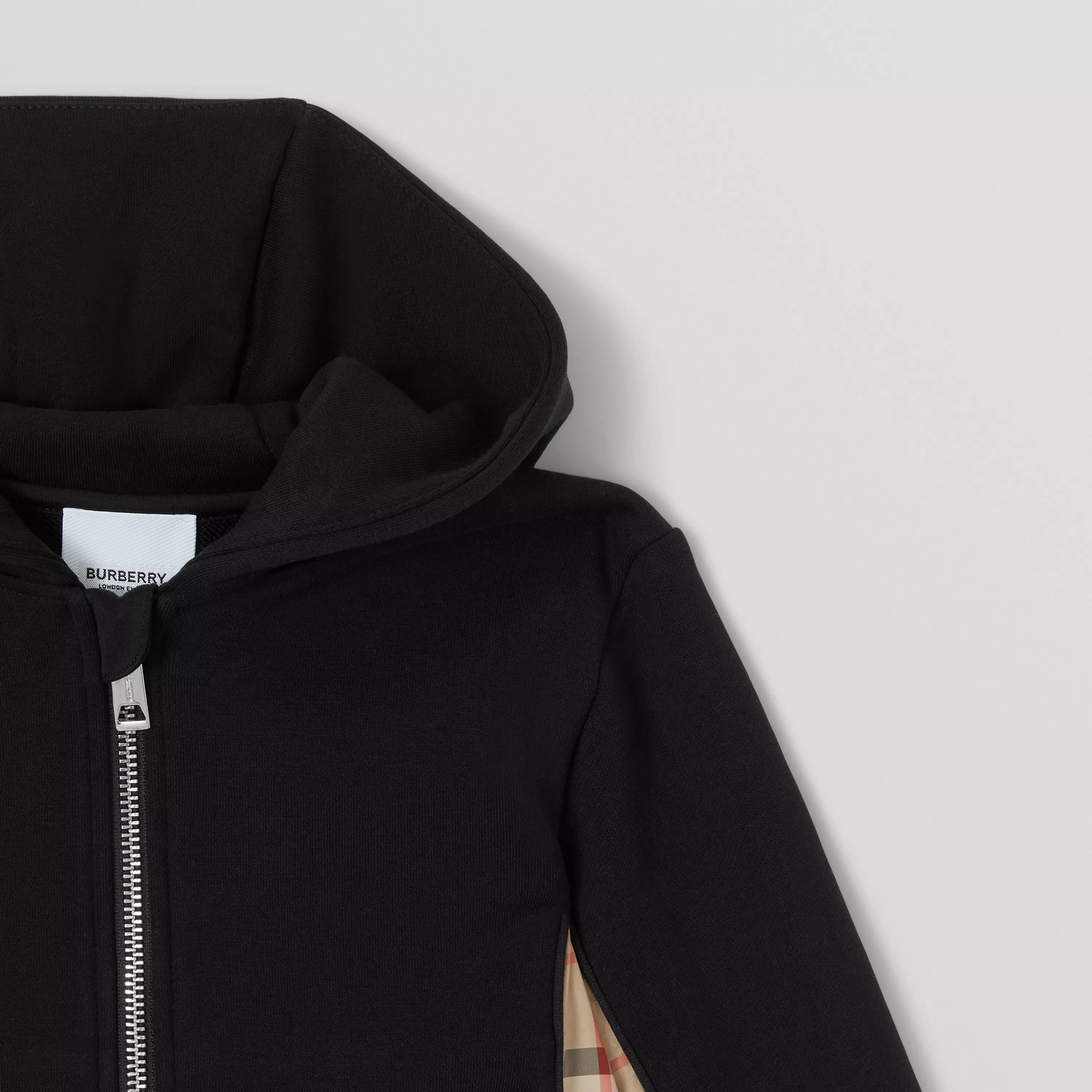 Boys & Girls Black Cotton Zip-Up Top