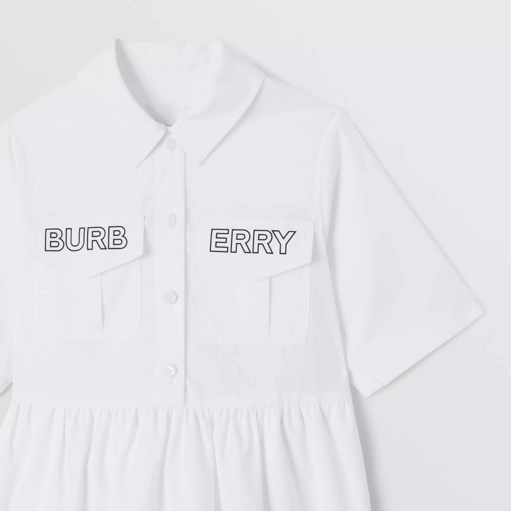 Girls White Logo Cotton Dress
