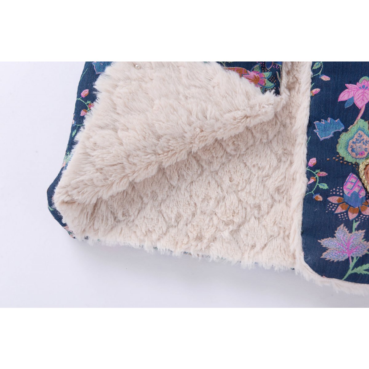 Girls Blue Pine Cone Cotton Gilet