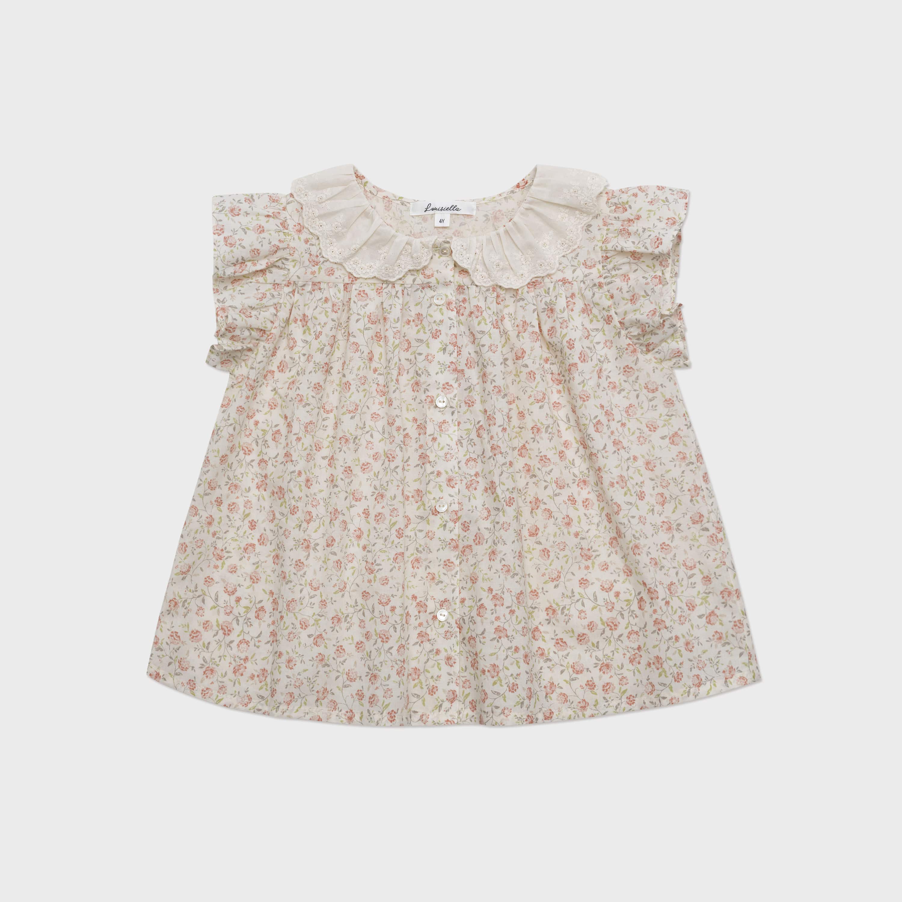 Girls Light Pink Floral Cotton Top