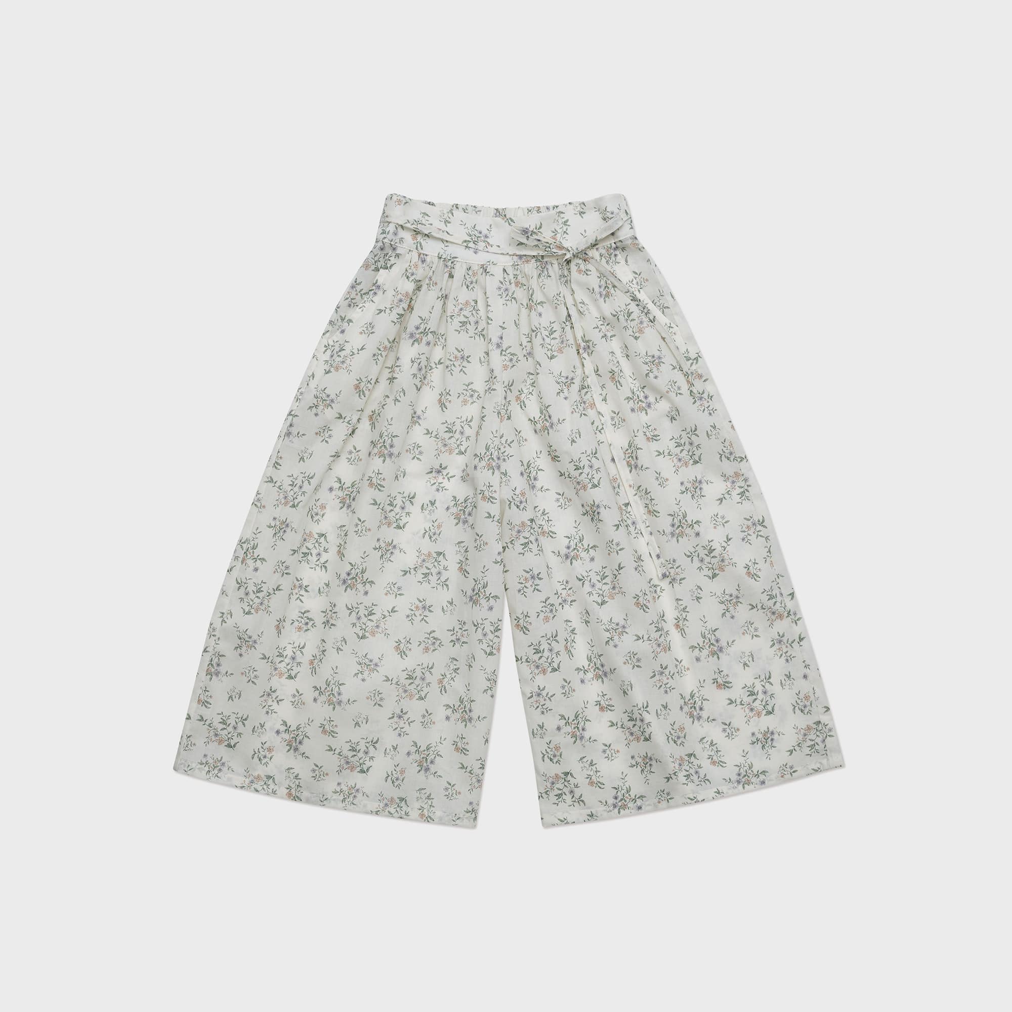 Girls Green Floral Cotton Trousers