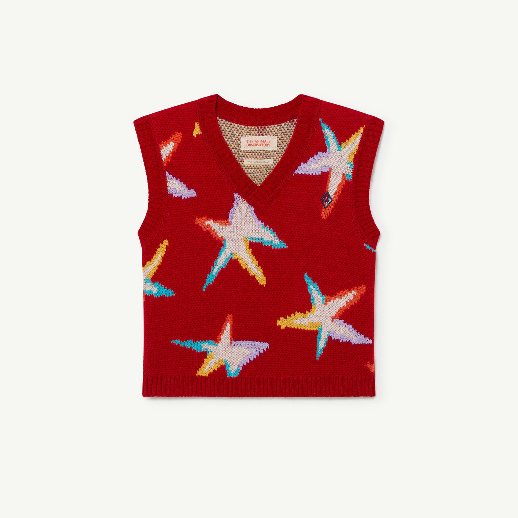 Girls Red Pattern Wool Vest