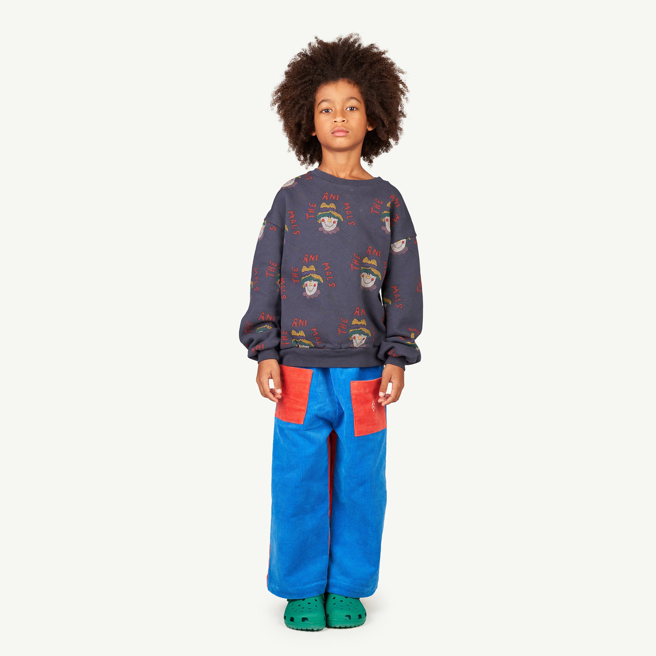 Boys & Girls Dark Blue Printed Cotton Sweatshirt