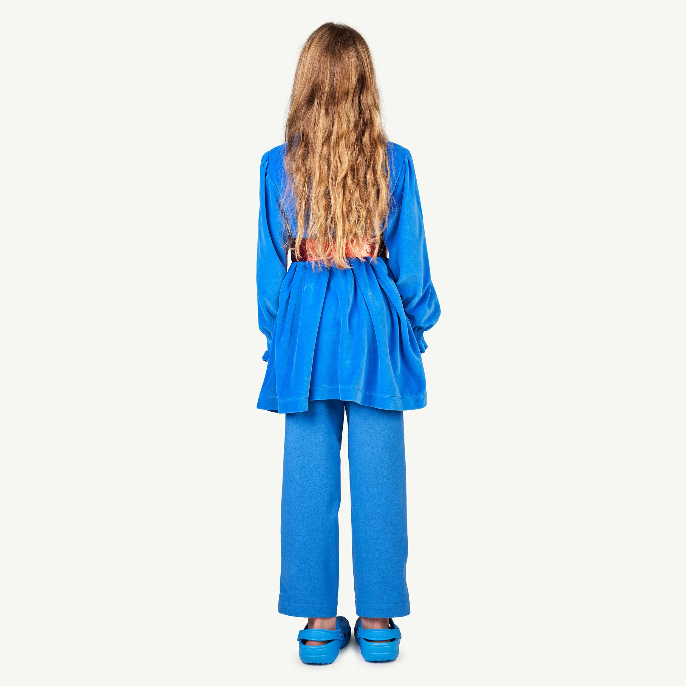 Girls Blue Logo Velvet Dress