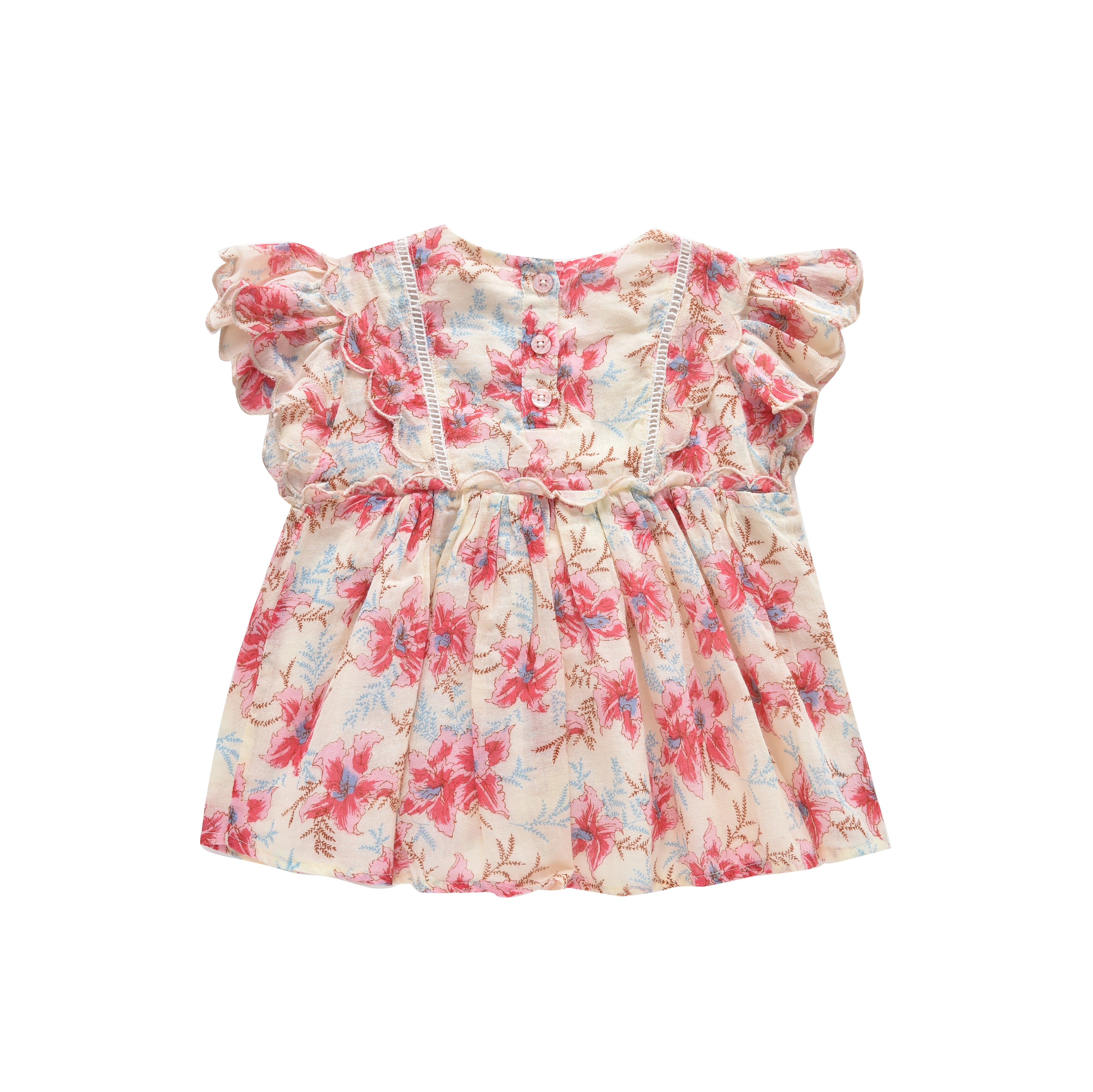 Baby Girls Red Floral Cotton Dress