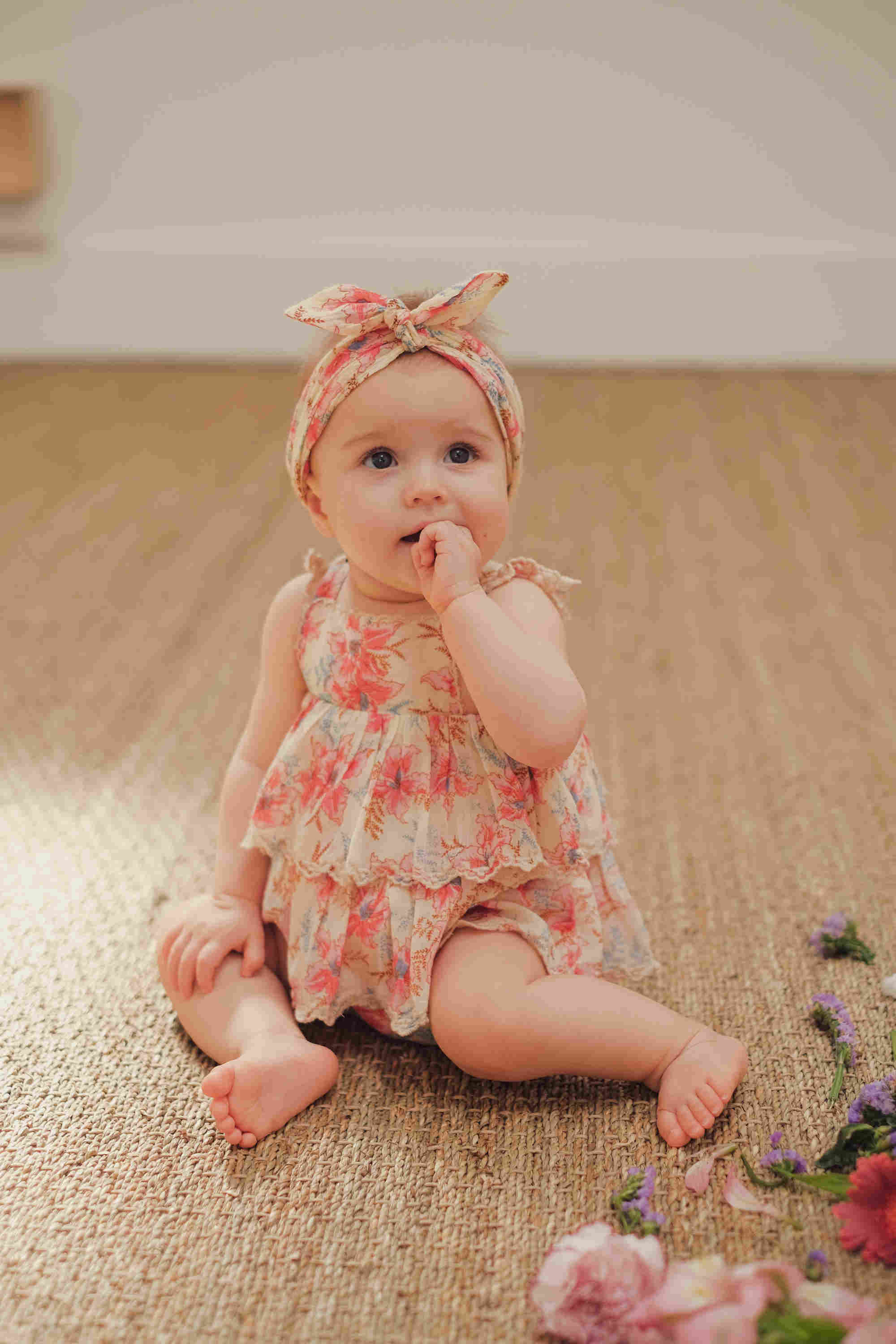 Baby Girls Red Floral Babysuit