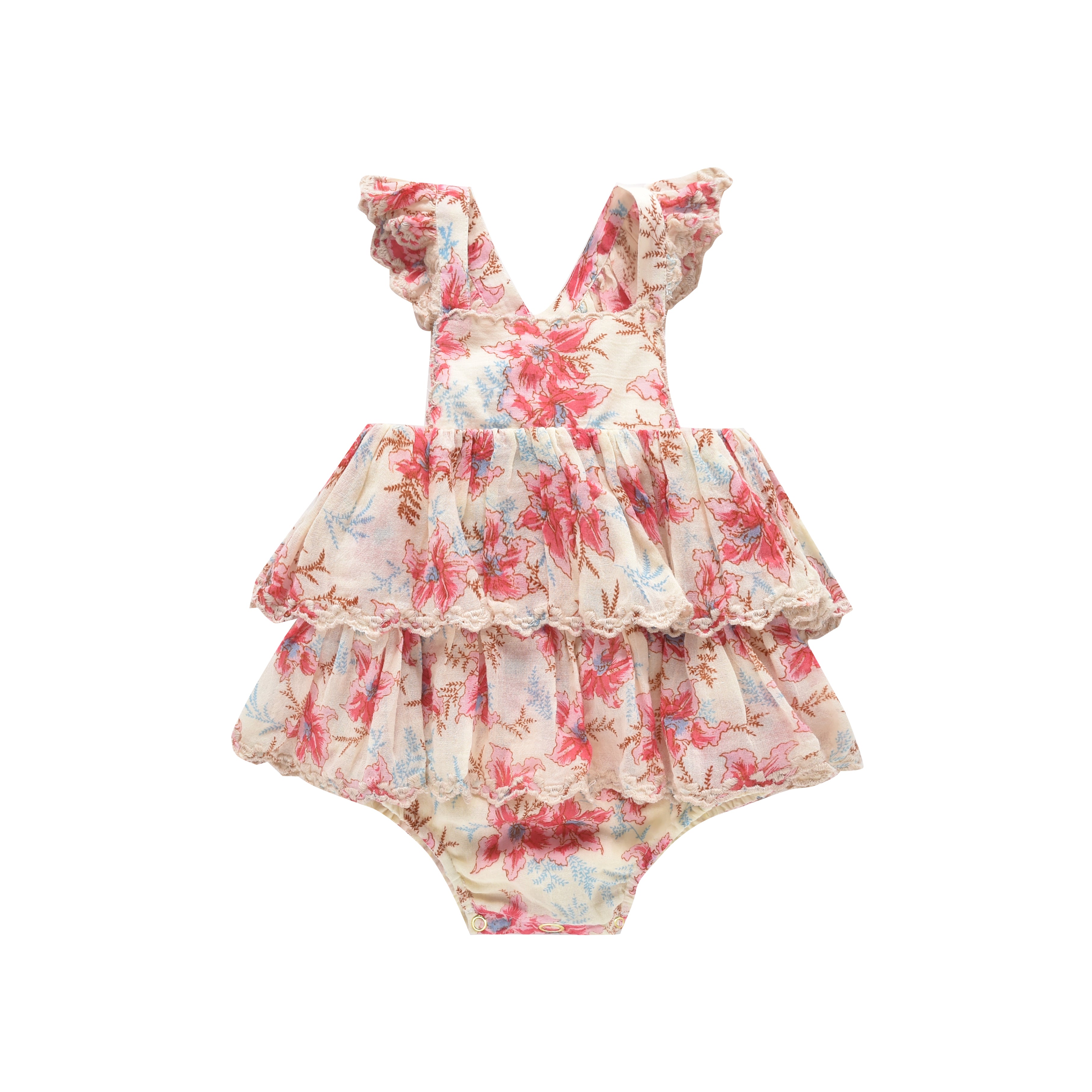 Baby Girls Red Floral Babysuit