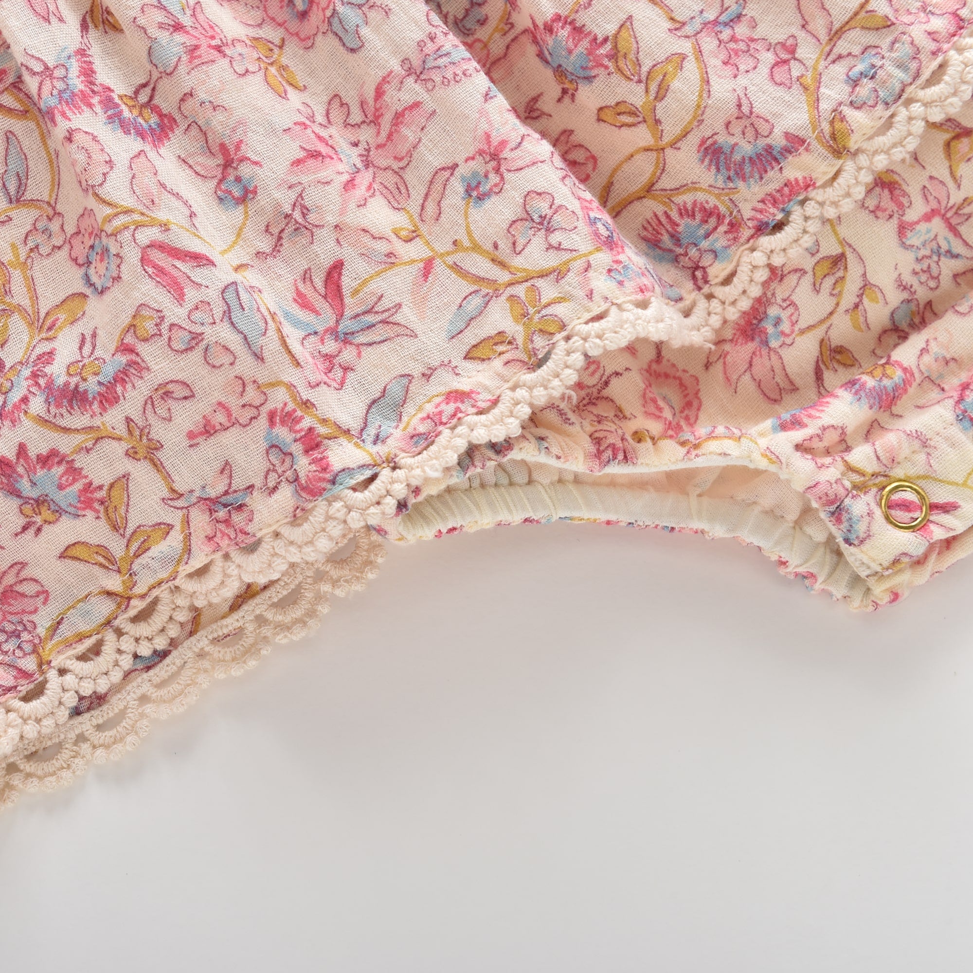 Baby Girls Pink Flowers Cotton Babysuit