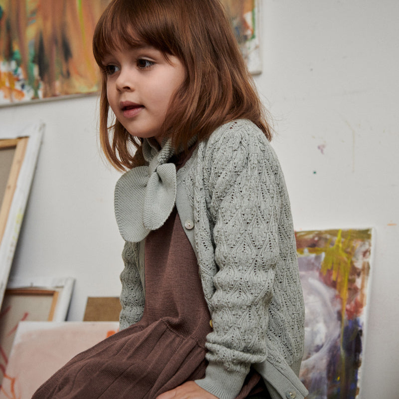 Girls Light Green Wool Cardigan