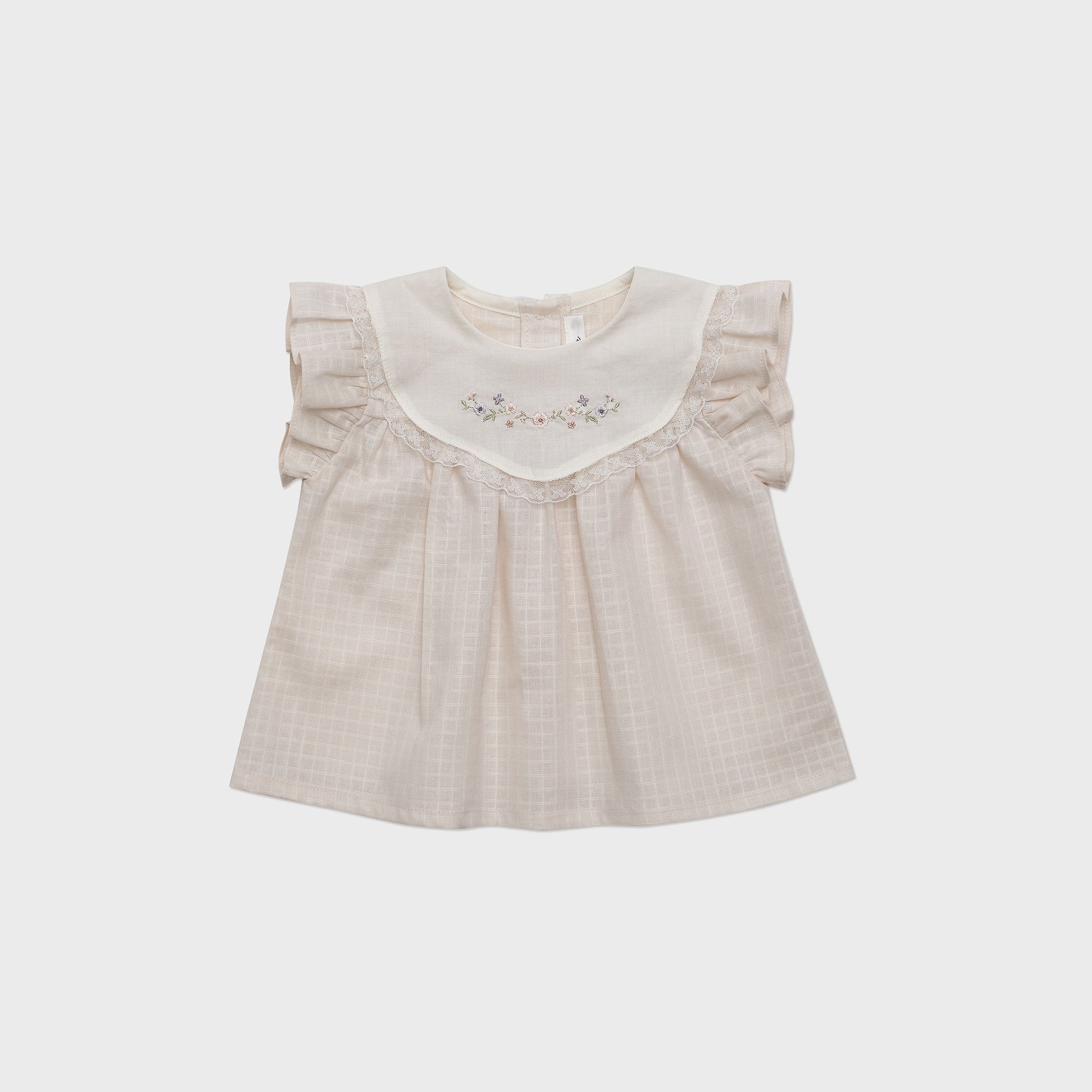 Baby Girls Beige Embroidered Cotton Top