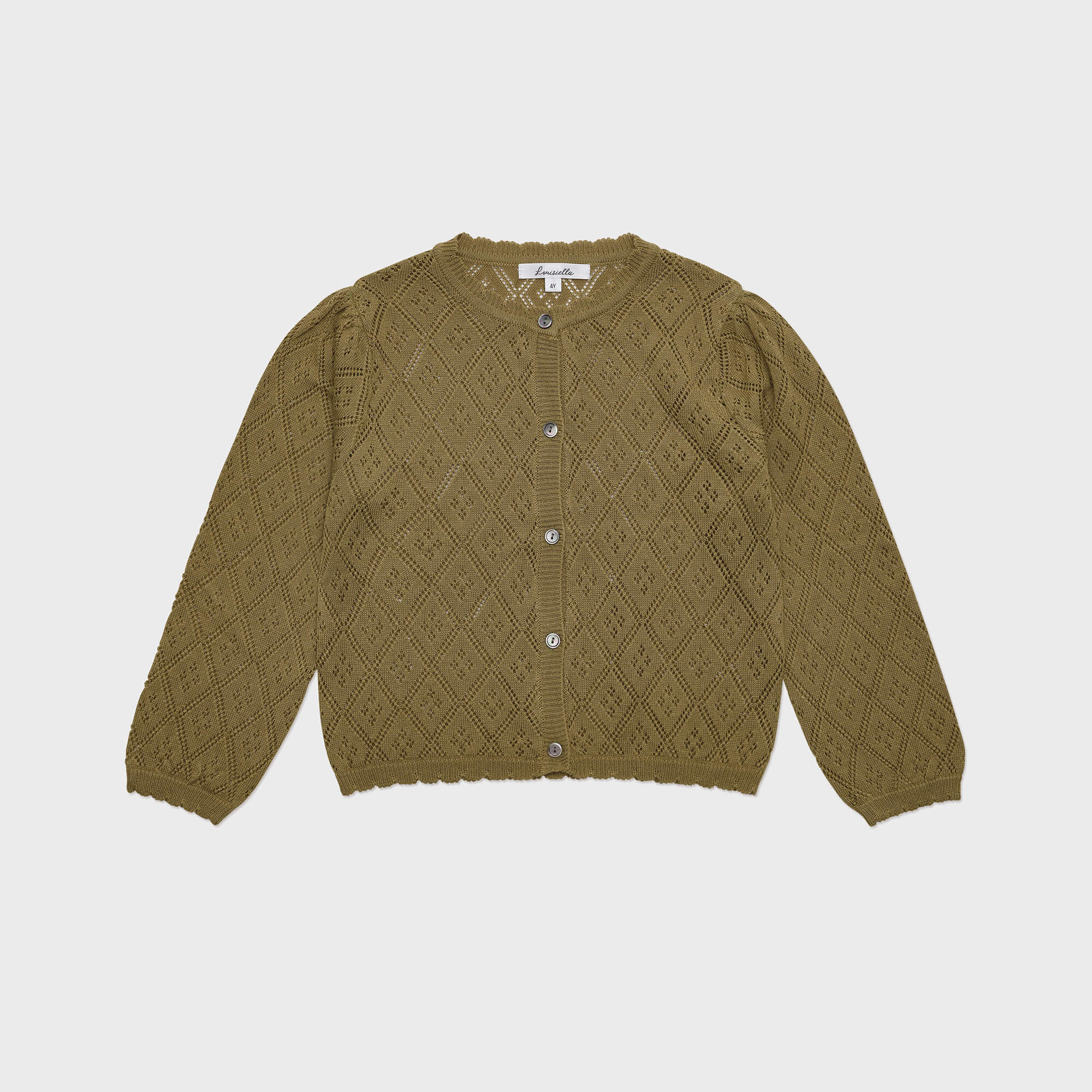 Girls Olive Knit Cardigan