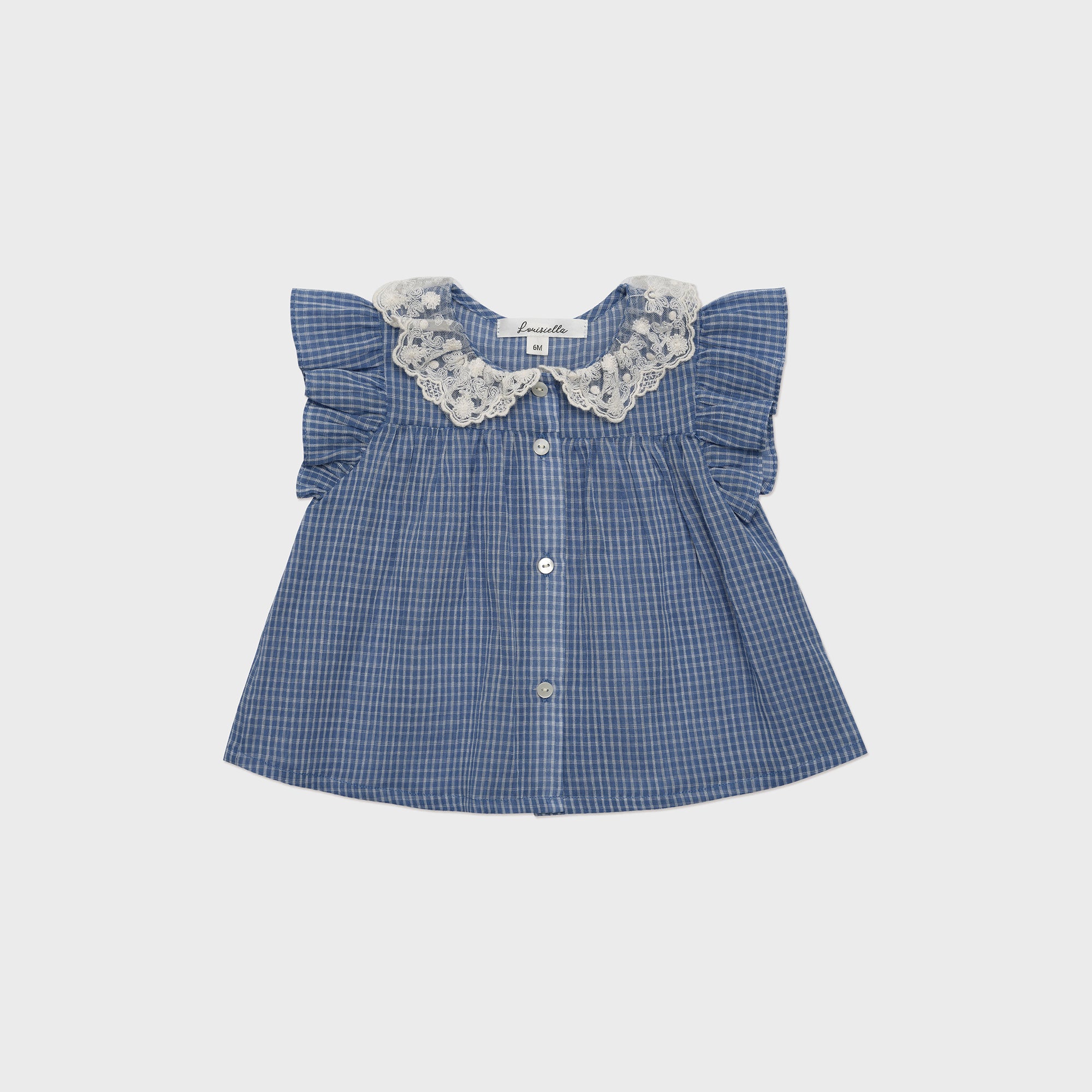 Baby Girls Blue Check Cotton Top