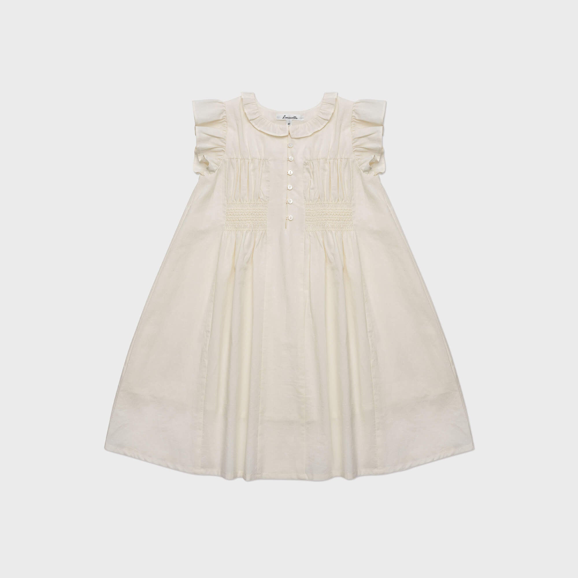 Girls Cream Cotton Dress