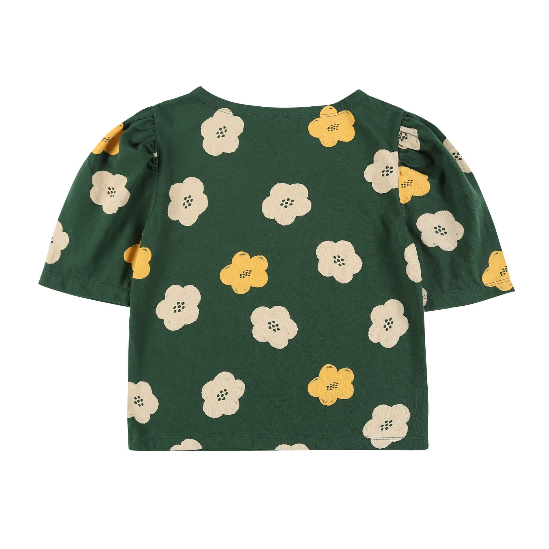 Girls Green Flowers Cotton T-Shirt