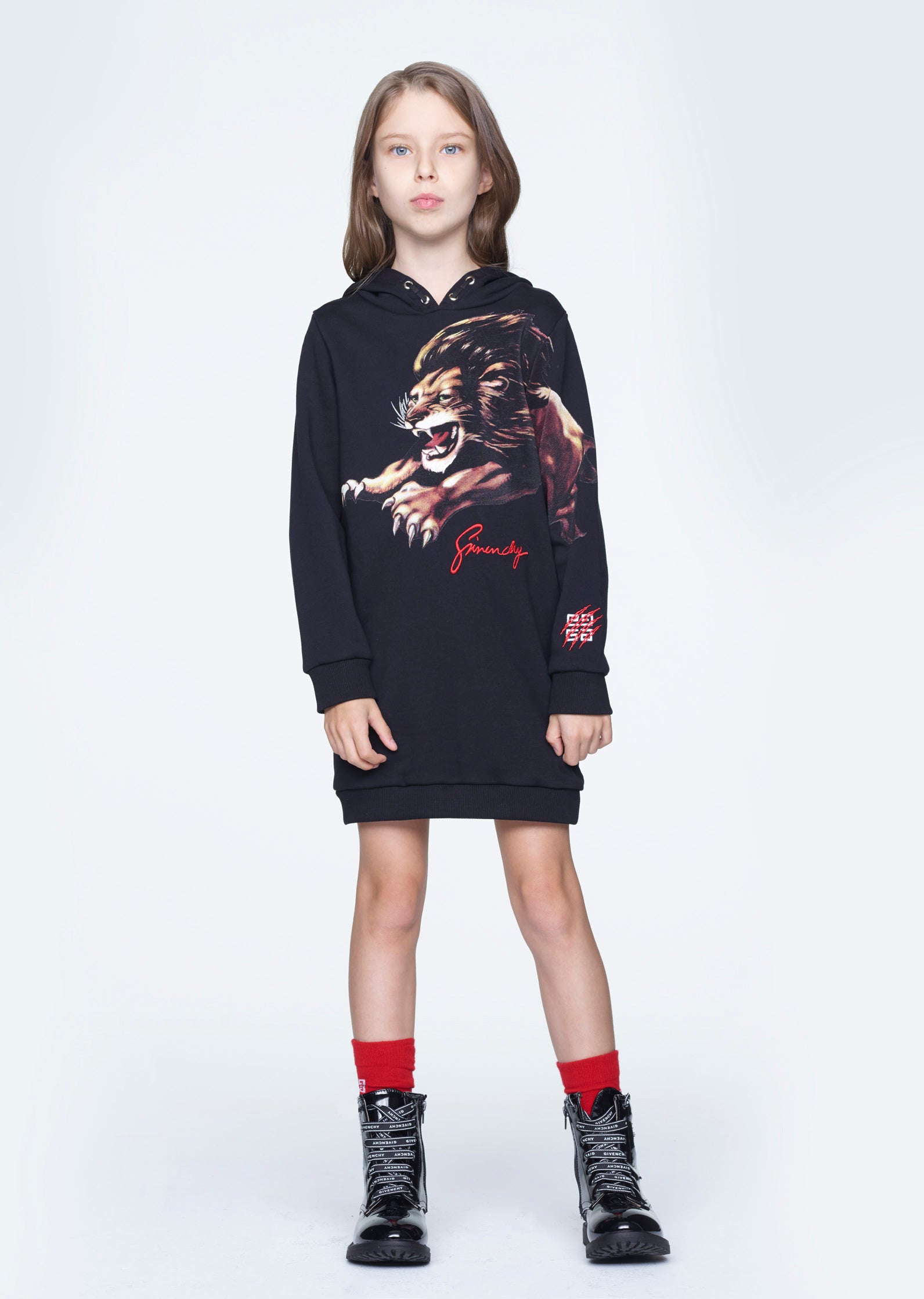 Girls Black Pattern Cotton Dress