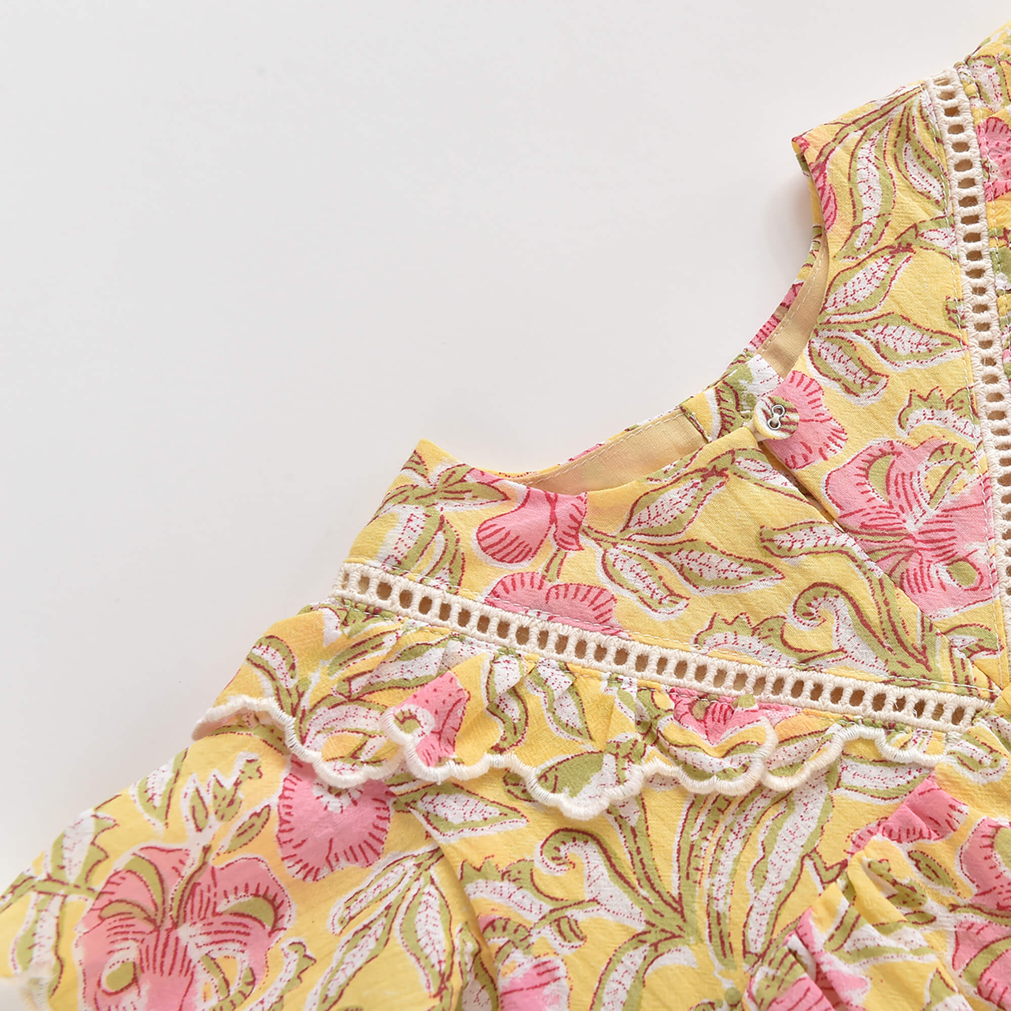 Girls Yellow Flowers Cotton Dress