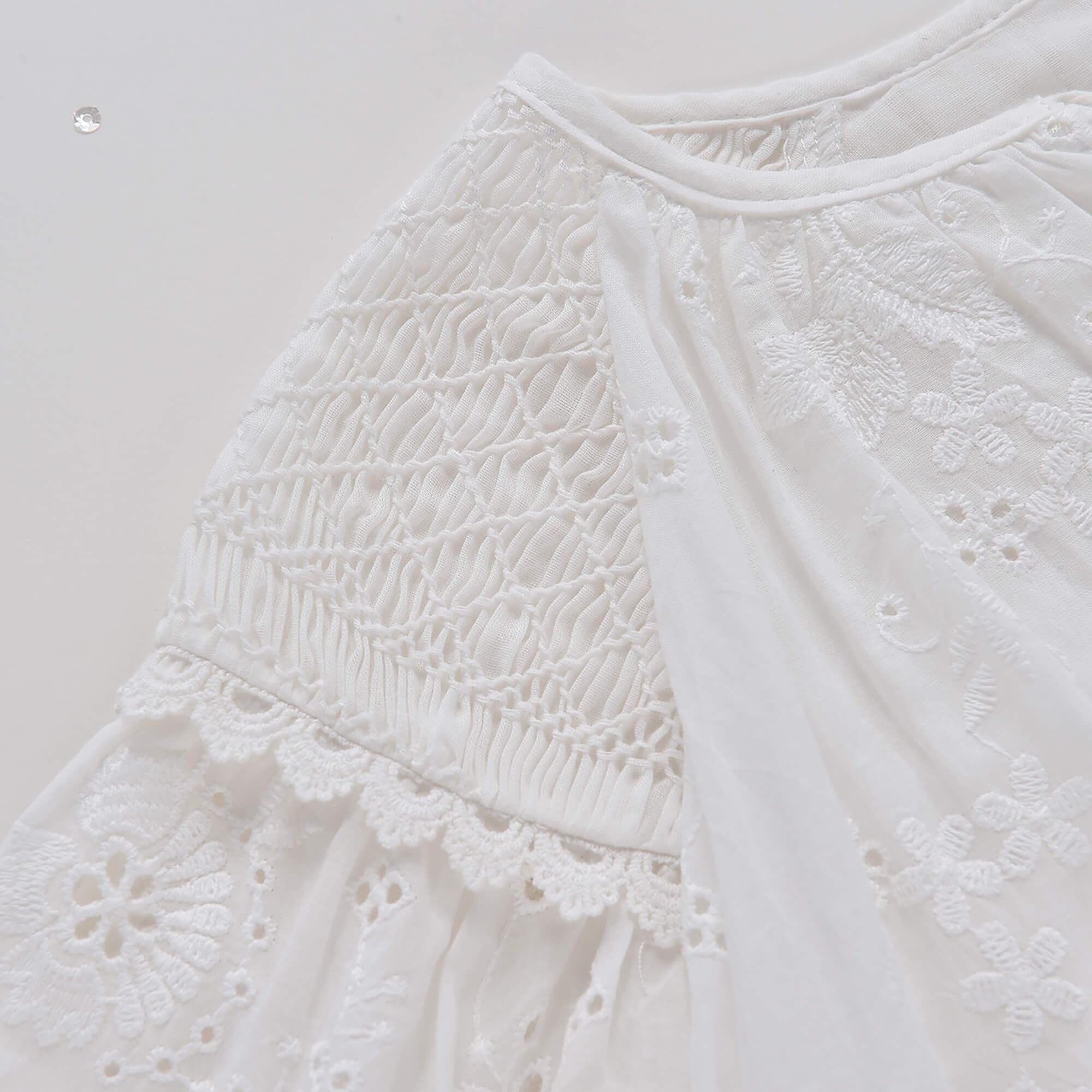 Girls White Embroidered Cotton Dress