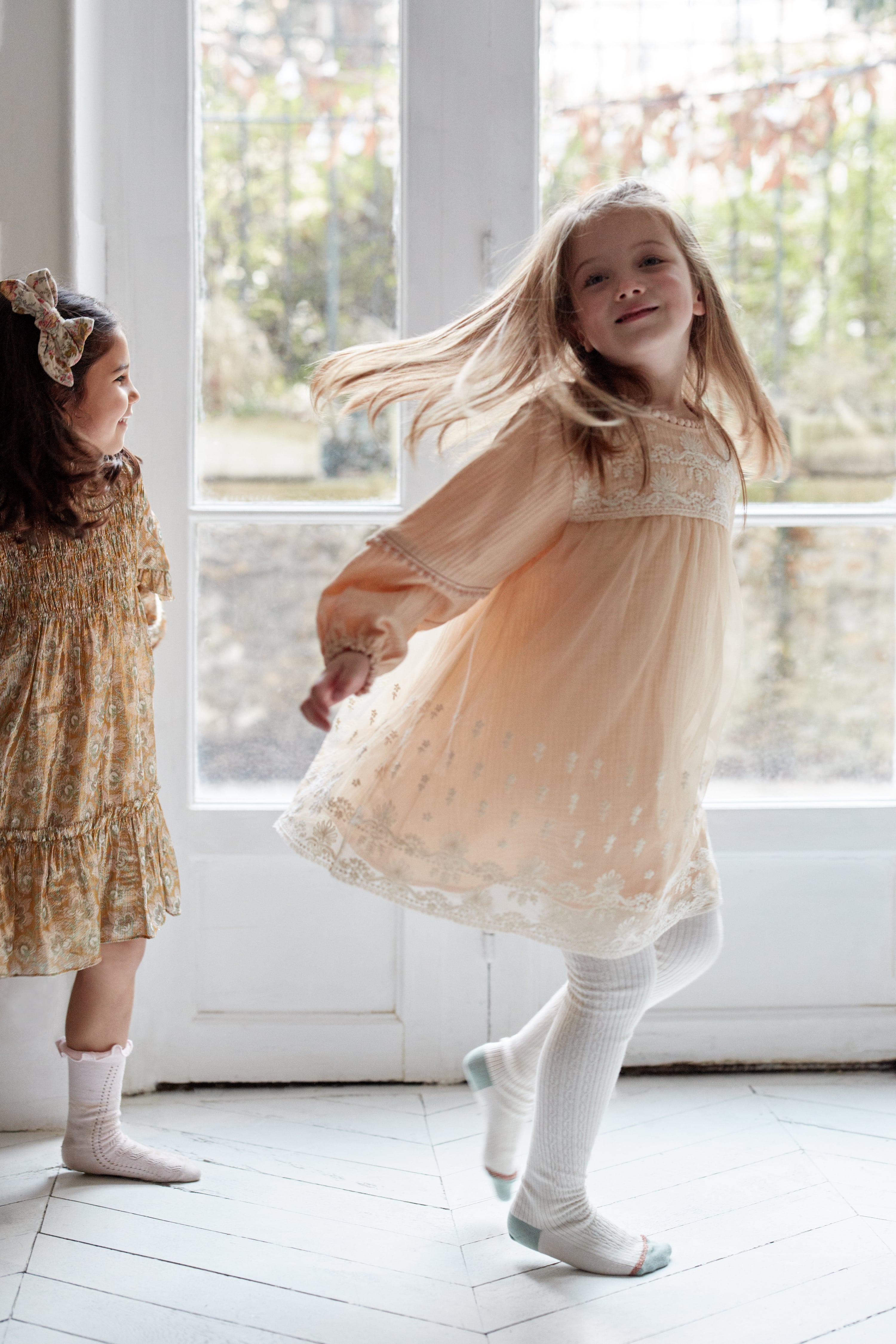 Girls Pink Embroidered Tulle Dress