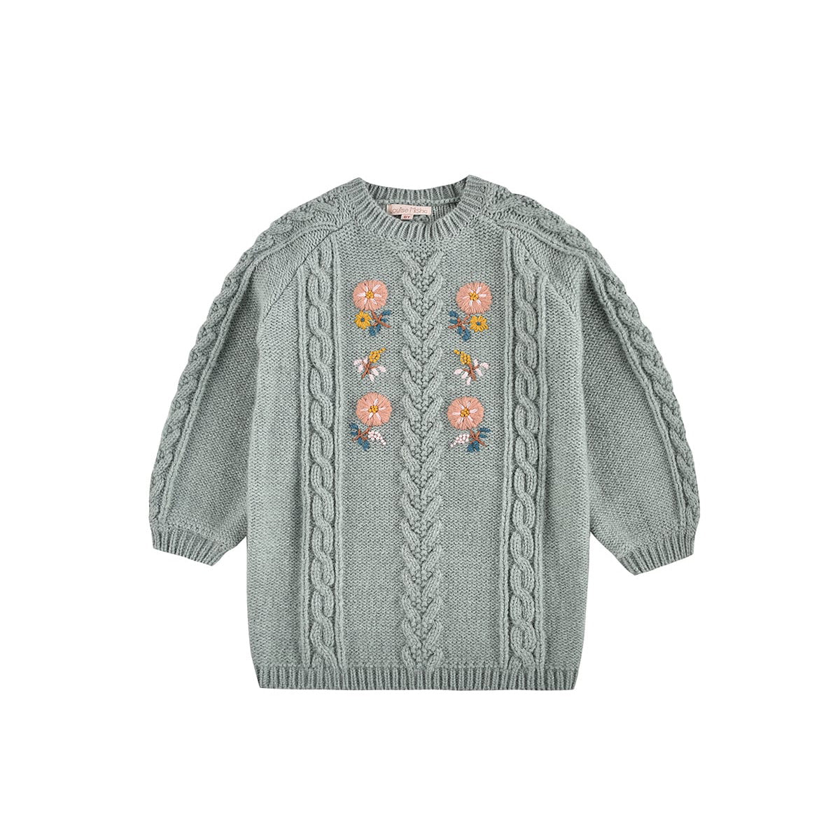 Girls Green Embroidered Dress