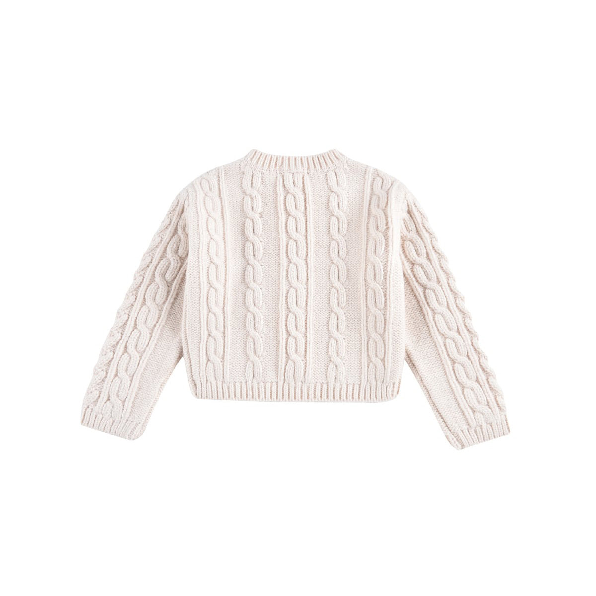 Girls White Embroidered Sweater