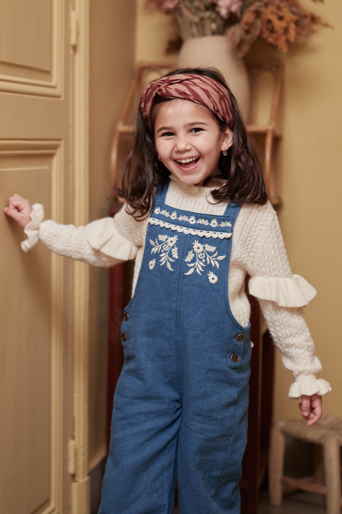 Girls White Ruffle Sweater