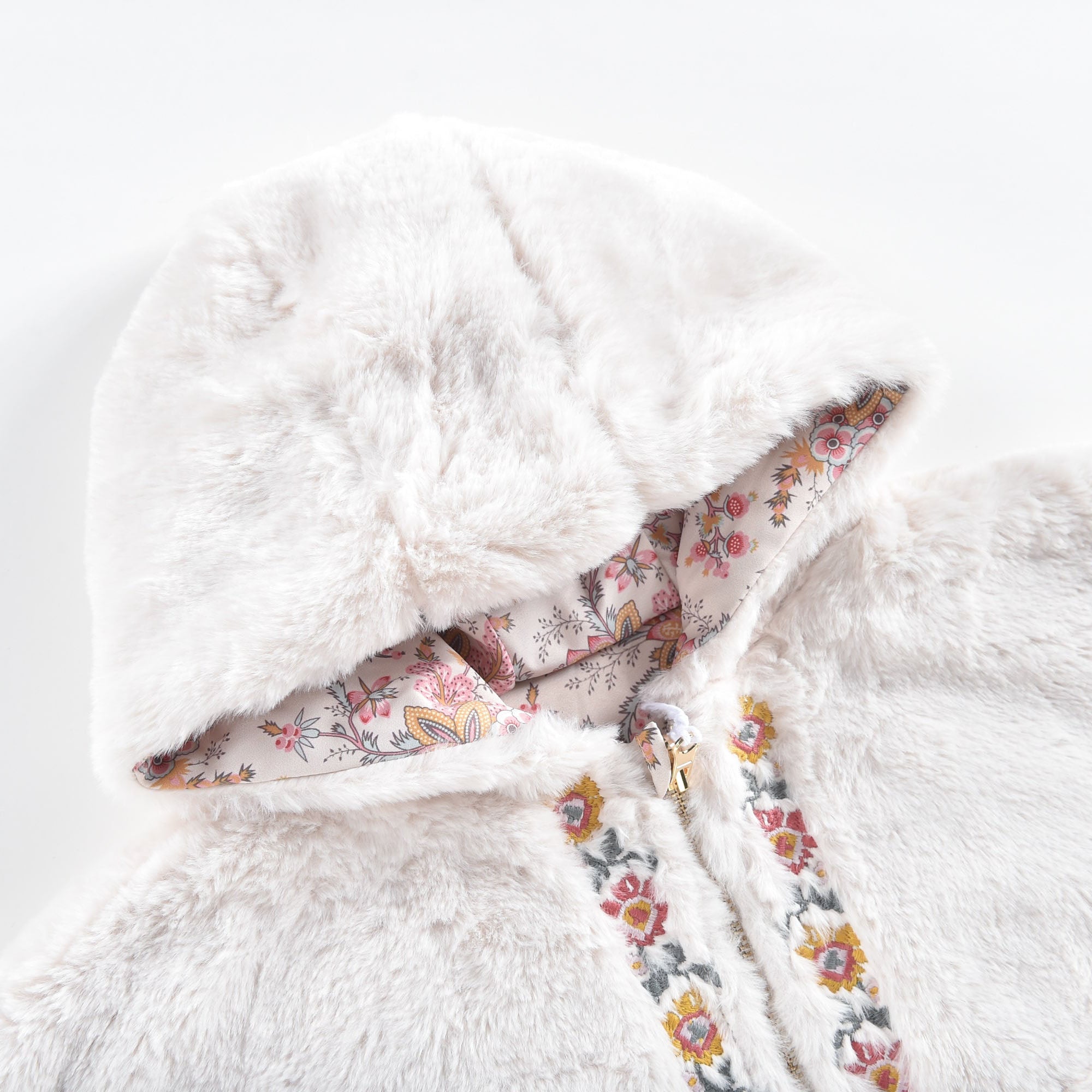 Girls White Reversible Coat