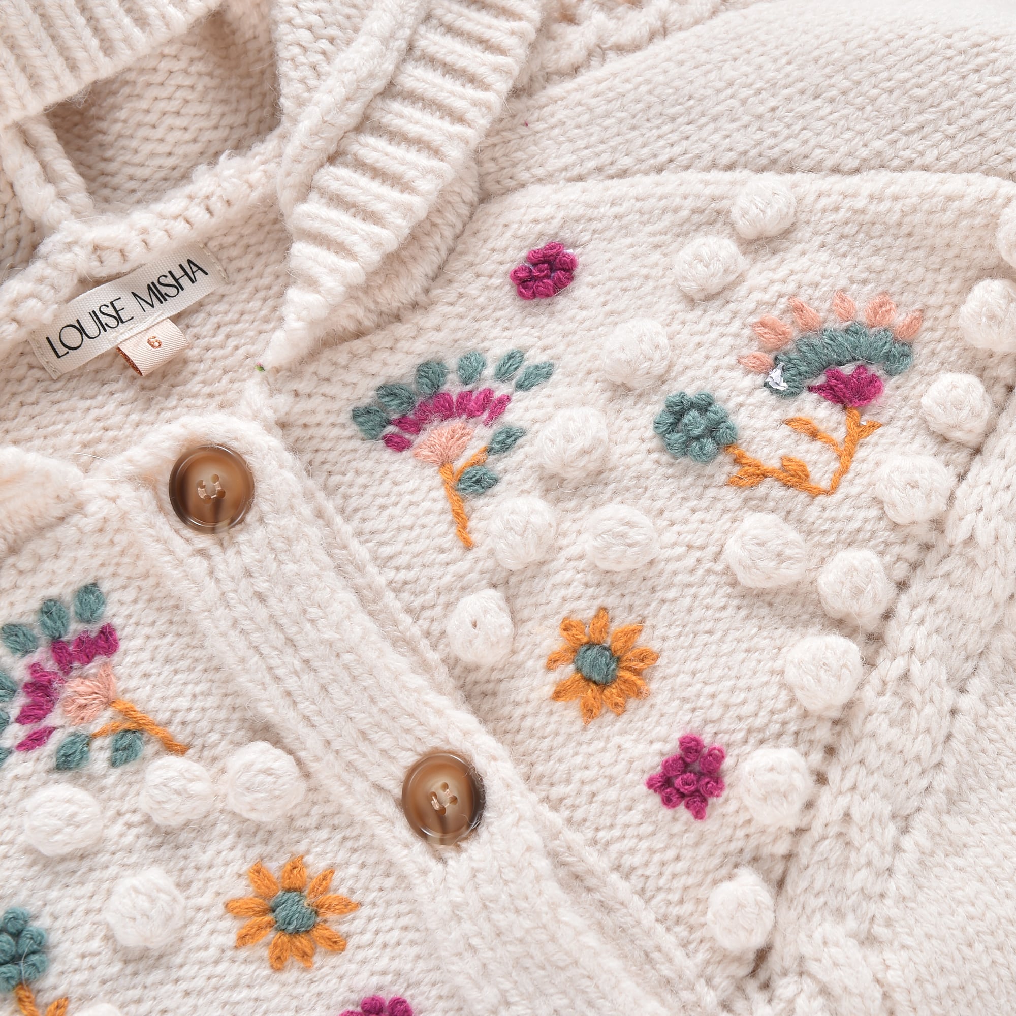 Girls White Wool Knit Cape