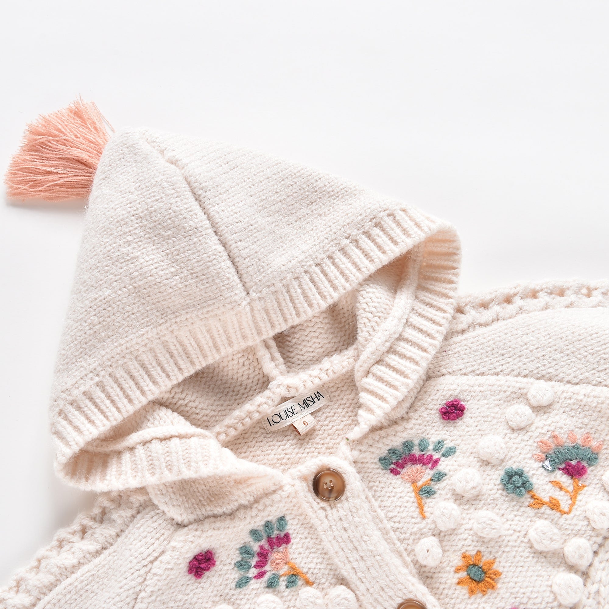 Girls White Wool Knit Cape