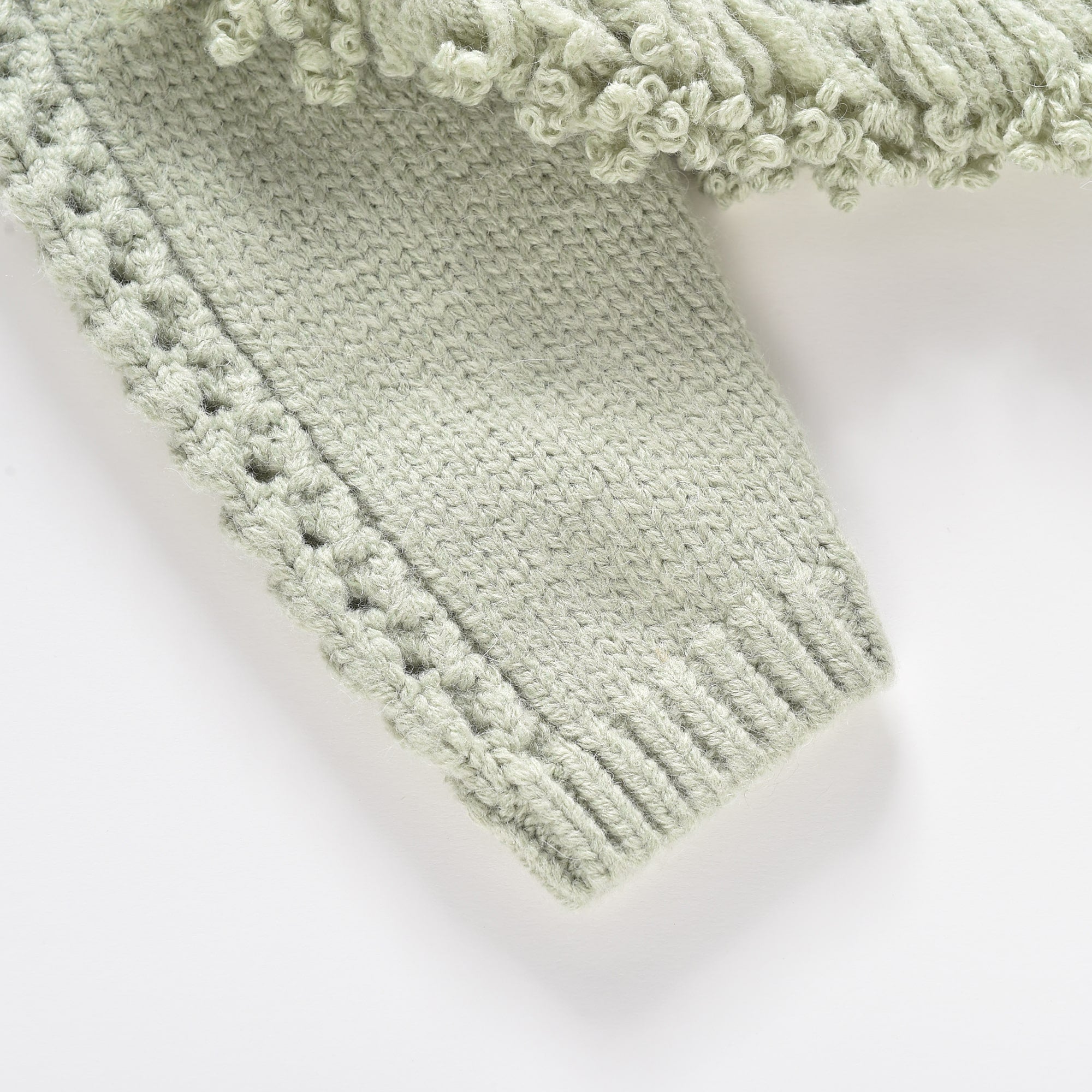 Girls Light Green Wool Knit Cape